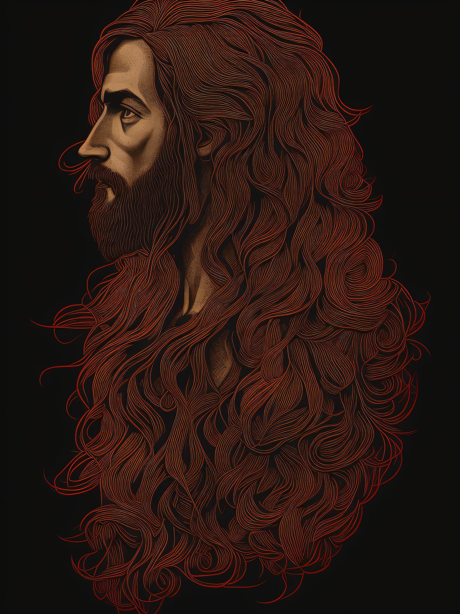 jesus, t-shirt art, 2D, ((black background :1, 5)), vector, vivid colors, masterpiece, best quality, intricate details, perfect symmetrical face, realistic details, gothic theme, rim light, moonlight, cinematic shading, Greg Rutkowisk