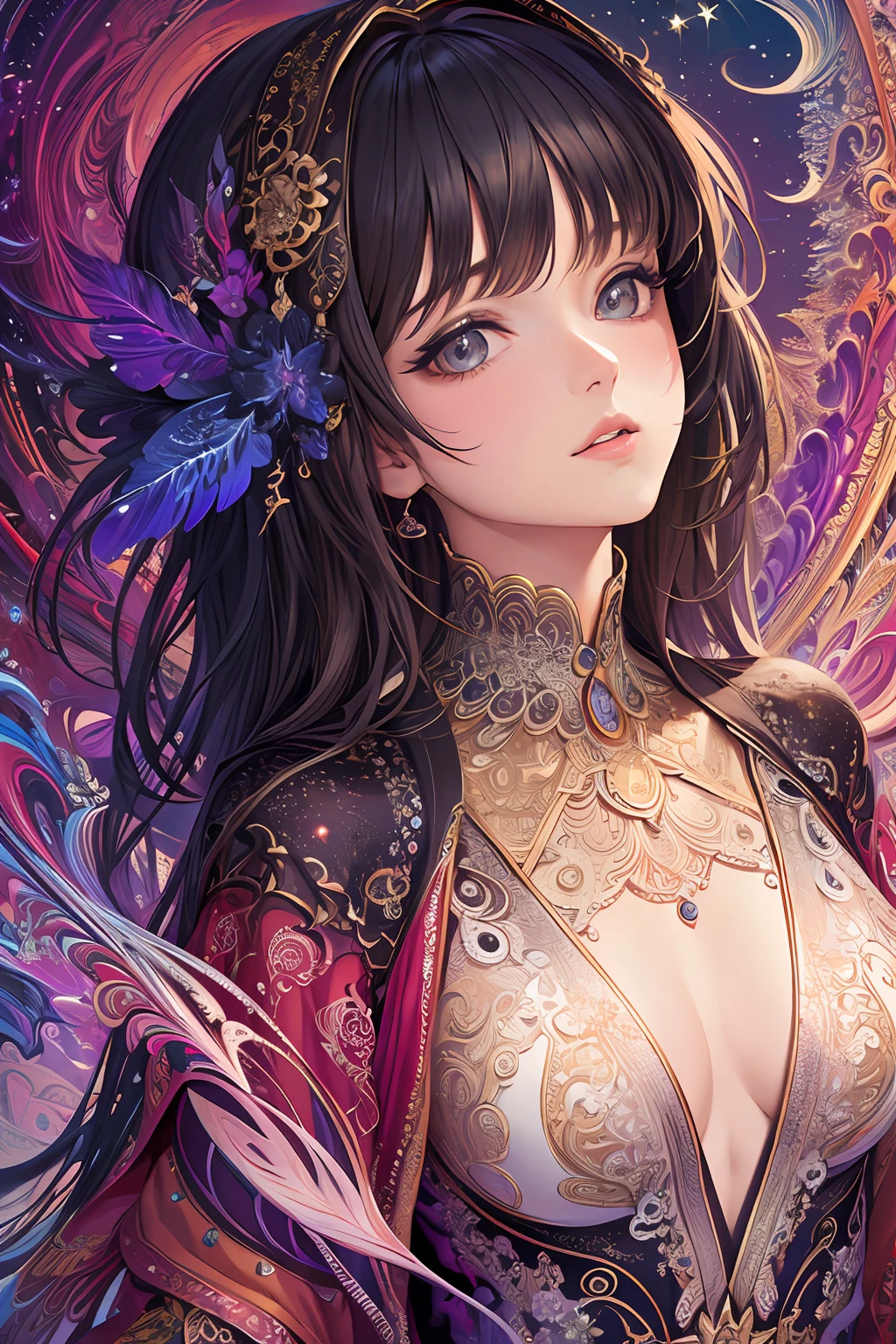 (masterpiece, top quality, best quality, official art, beautiful and aesthetic:1.2), (1girl), extreme detailed,(fractal art:1.3),colorful,highest detailed