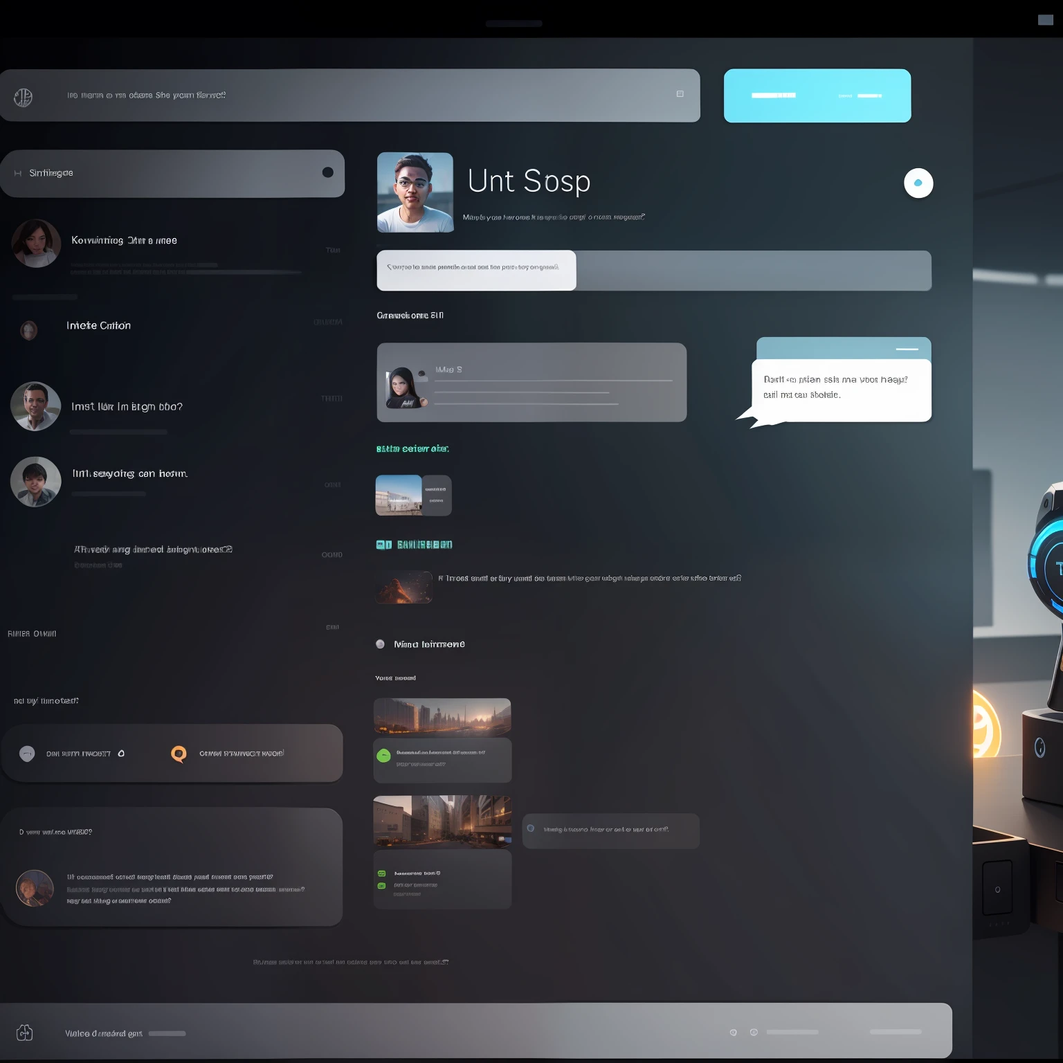 UI interface，high - tech，Simple ，Chatbots，chat log，interface，White interface，