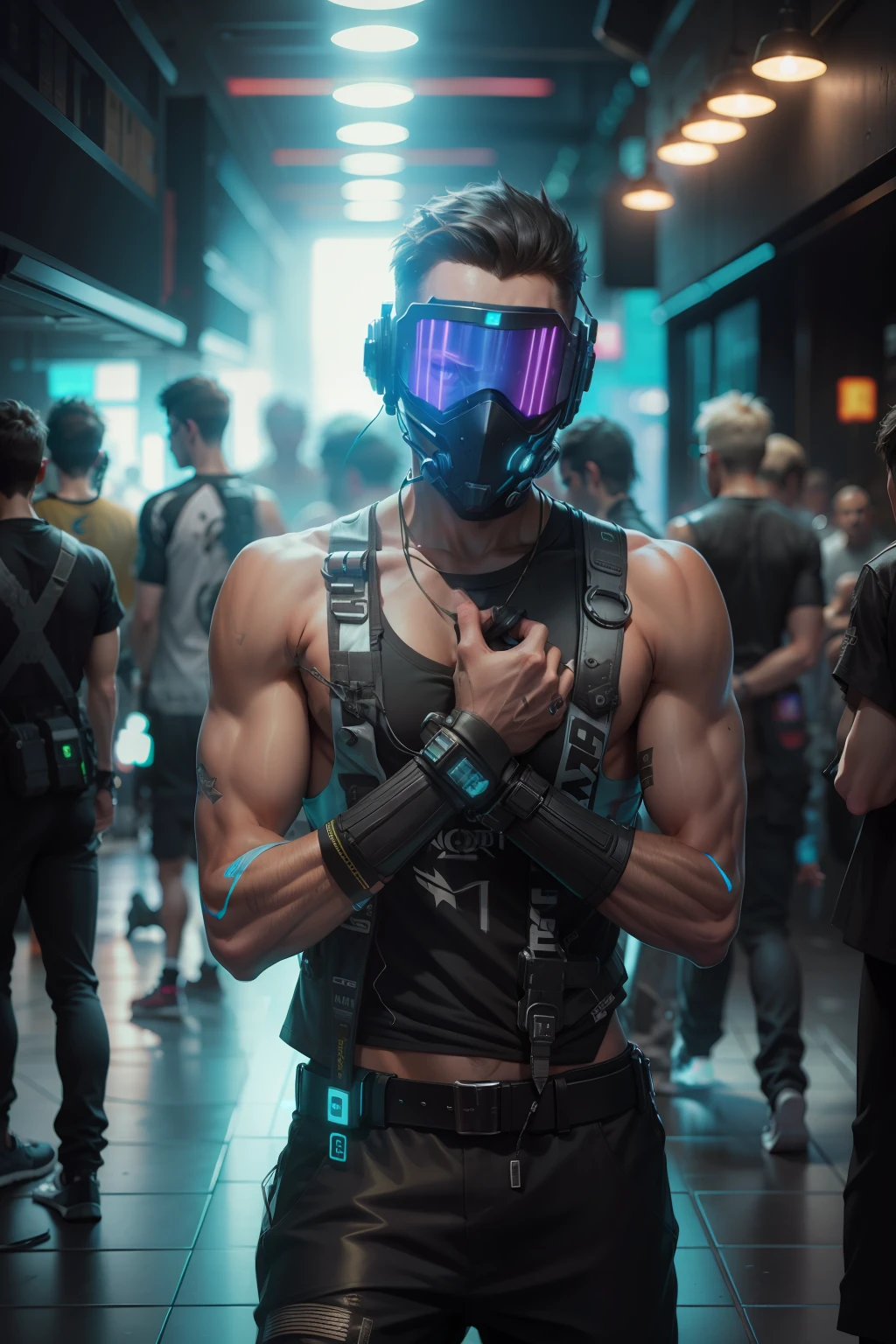 Cyberpunk look, realistic, Ultra realistic , hansome boy ,8k, don't remove the tshirt