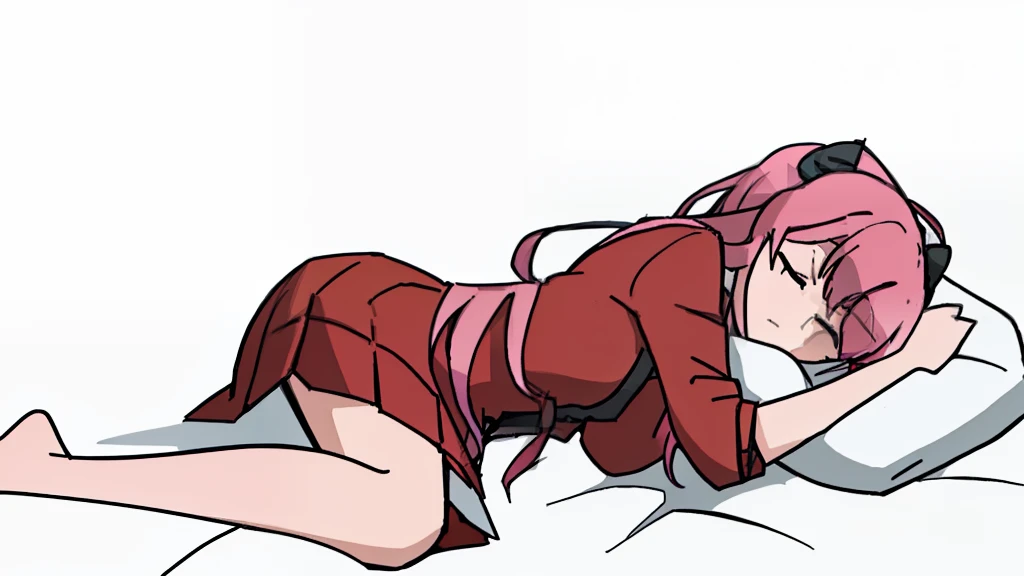 Literary club Monika ddlc doki doki in the style of helltaker sleeping