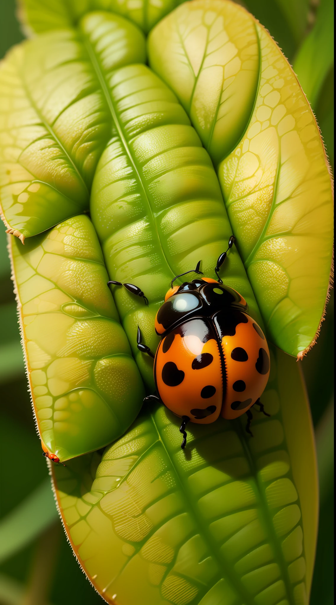 Ladybug in the brown color leaf,closeup,macro,ladybug,high resolution, high quality