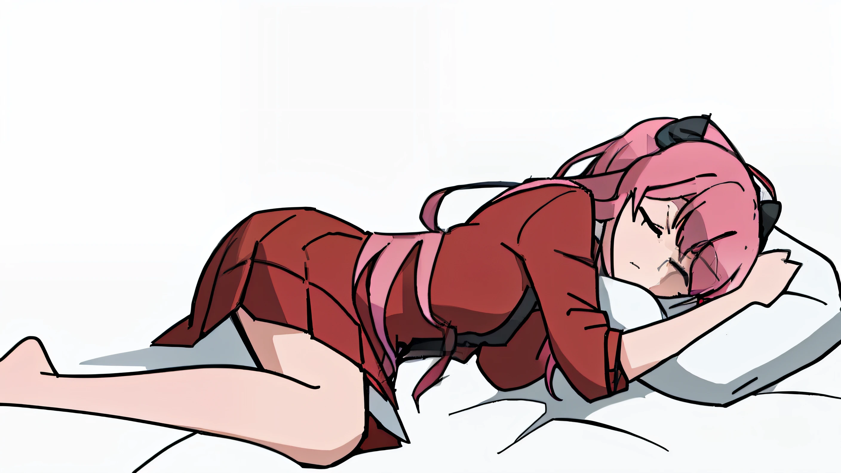 Literary club Monika ddlc doki doki in the style of helltaker sleeping