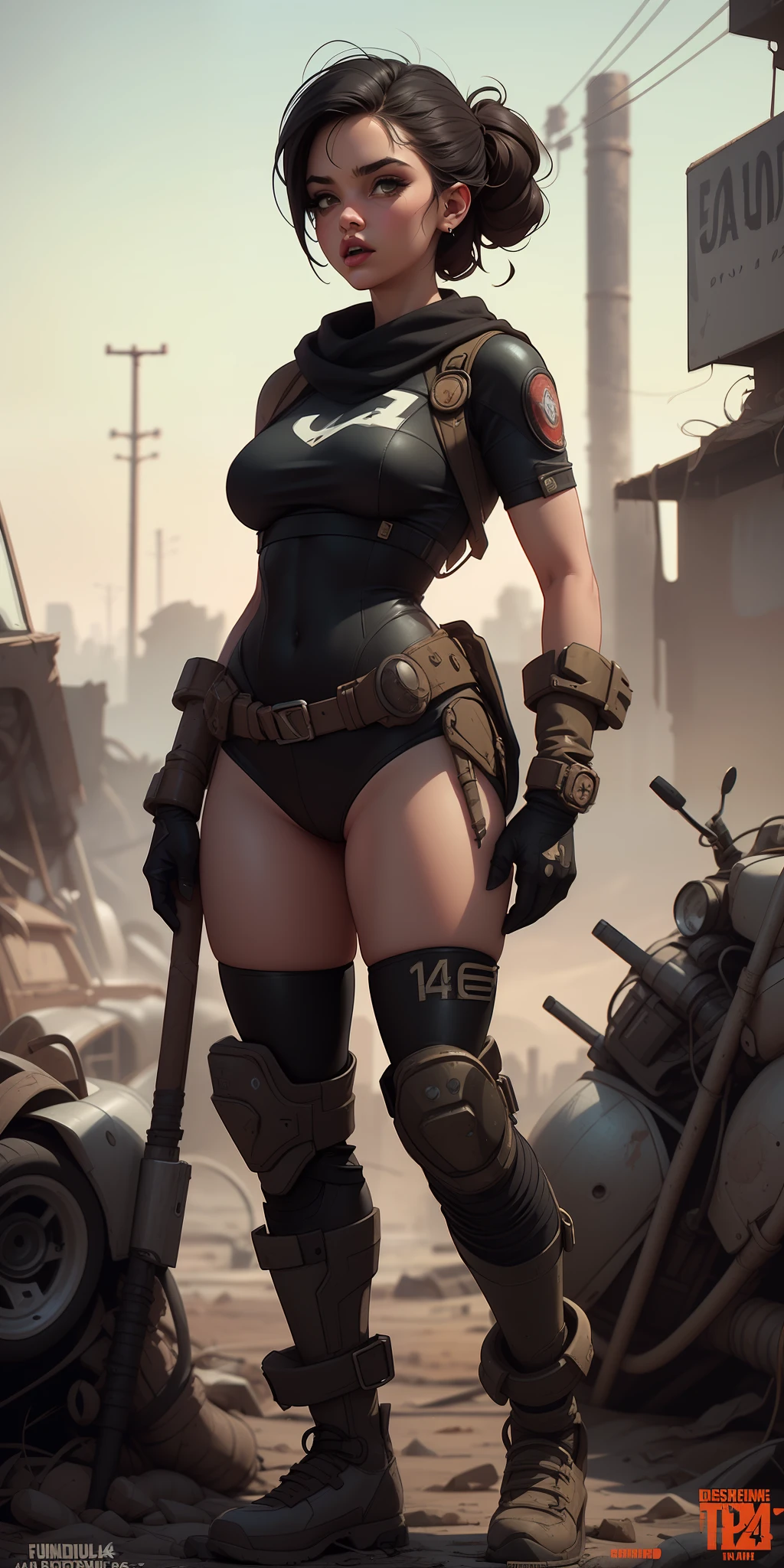 ((fallout 4, imagem de uma mulher negra)), standingn, com corpo coberto por tinta escorrendo, arte conceitual de personagem feminina, arte de Fallout Wasteland, detalhado, conseito de Fallout, arte de personagem feminina, Post-apocalyptic raiders, ((fundo branco)), postapocalyptic raider, diesel punk feminino, tiro de corpo inteiro hiperdetalhado, dieselpunk, nsfw