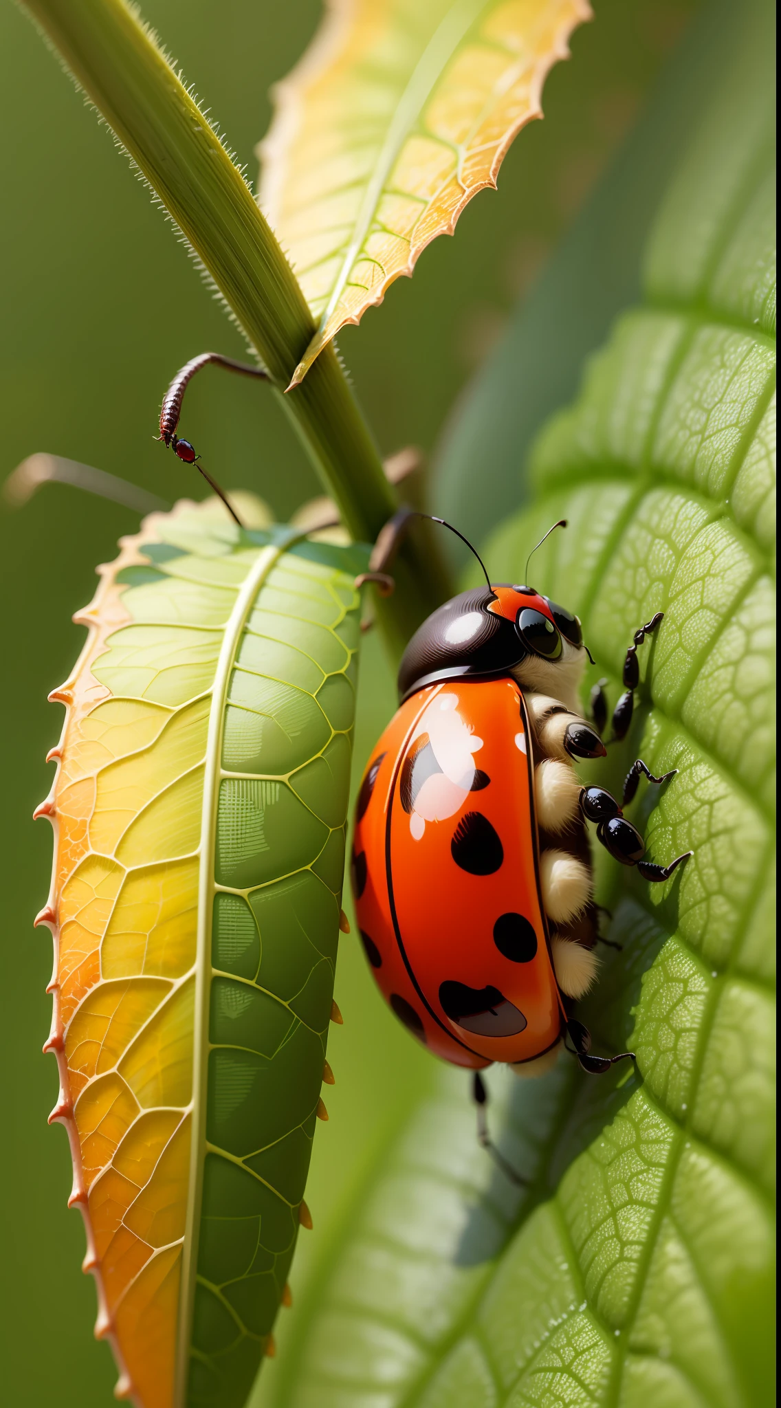 Ladybug in the brown color leaf,closeup,macro,ladybug,high resolution, high quality