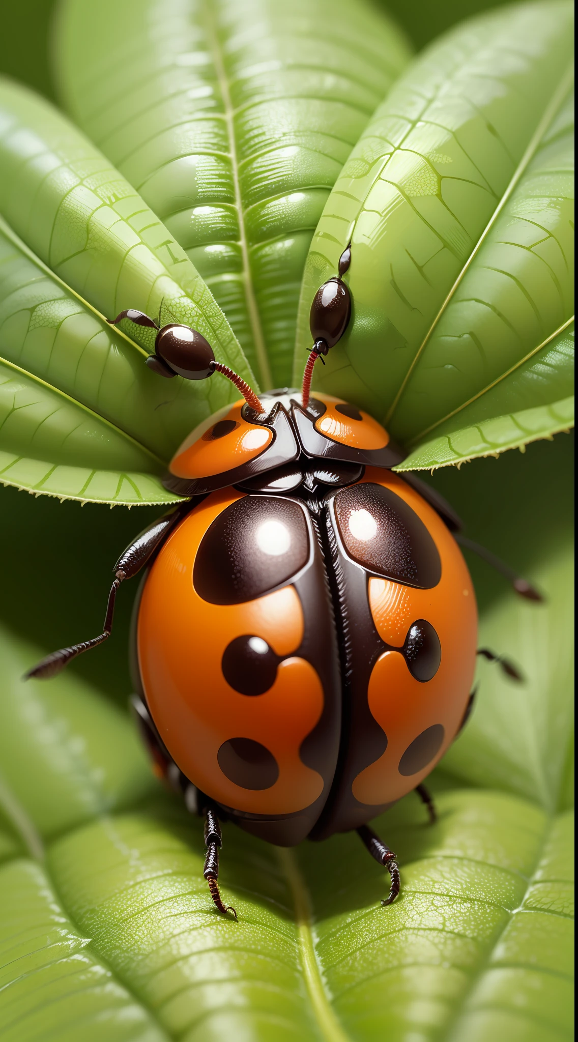 Ladybug in the brown color leaf,closeup,macro,ladybug,high resolution, high quality