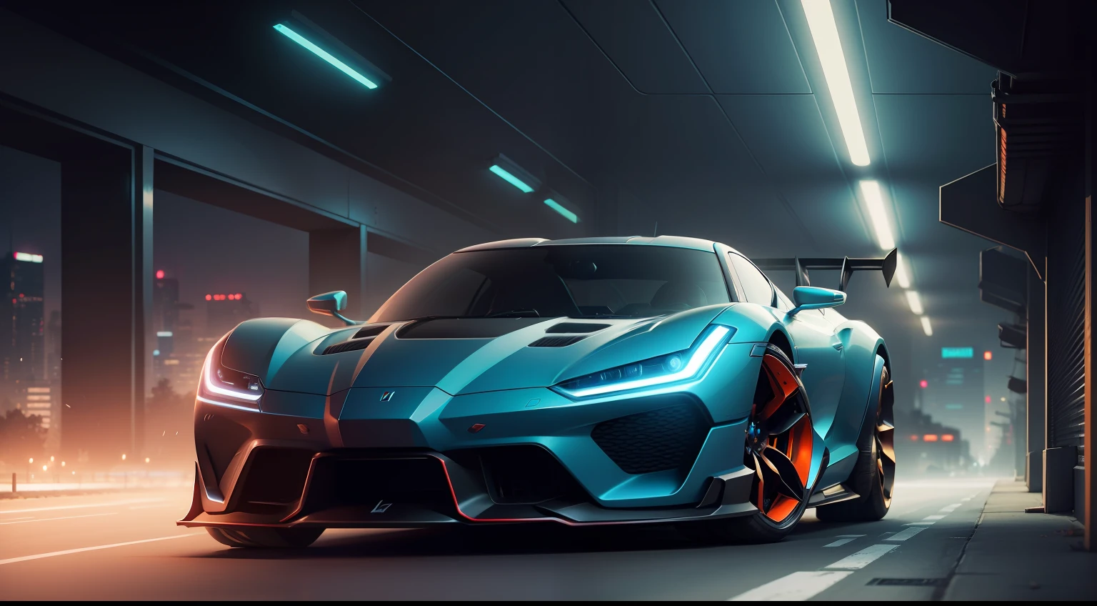concept car futuristic photo realistic in cyberpunk style