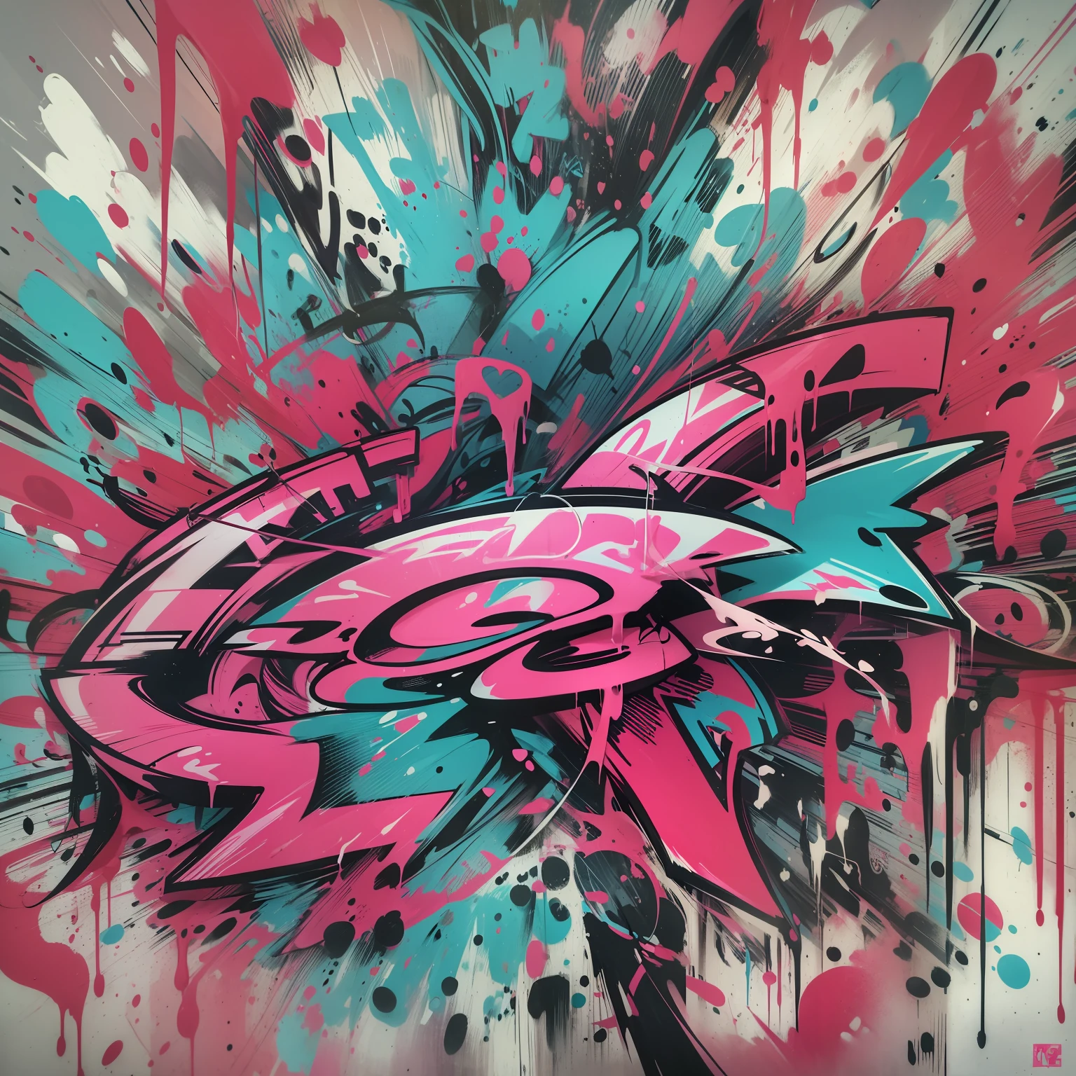 a graffiti style design with a pink and blue spray paint, graffiti art by Menez, trending on behance, graffiti, in graffiti style, graffiti art style, graffiti style, graffiti inspired, graffiti street art, graffiti wildstyle, graffiti background, graffiti writing, very coherent stylized artwork, striking detailed artstyle, graffiti elements, neon graffiti, wildstyle, grafity