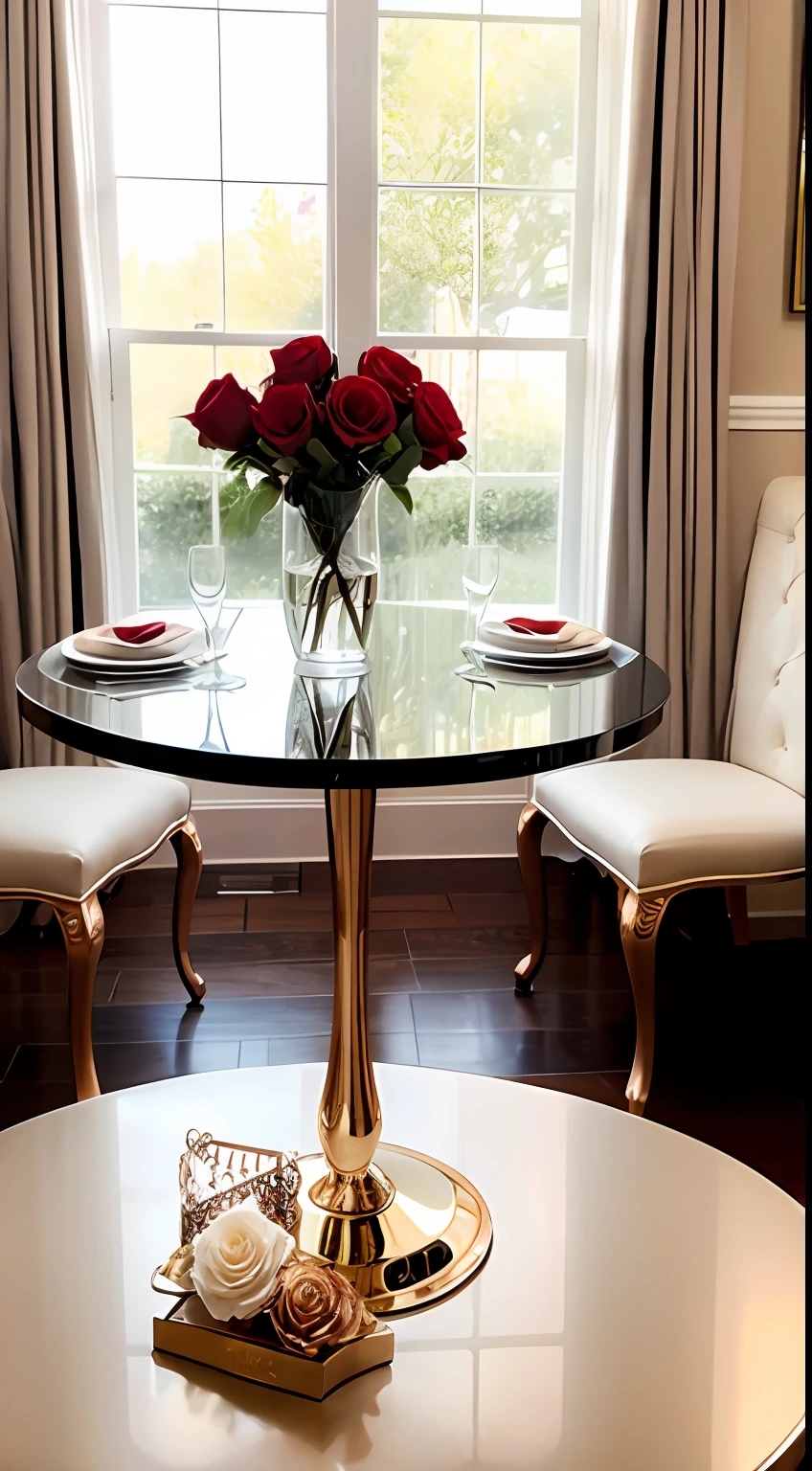 Glamorous dining table with rose decoration