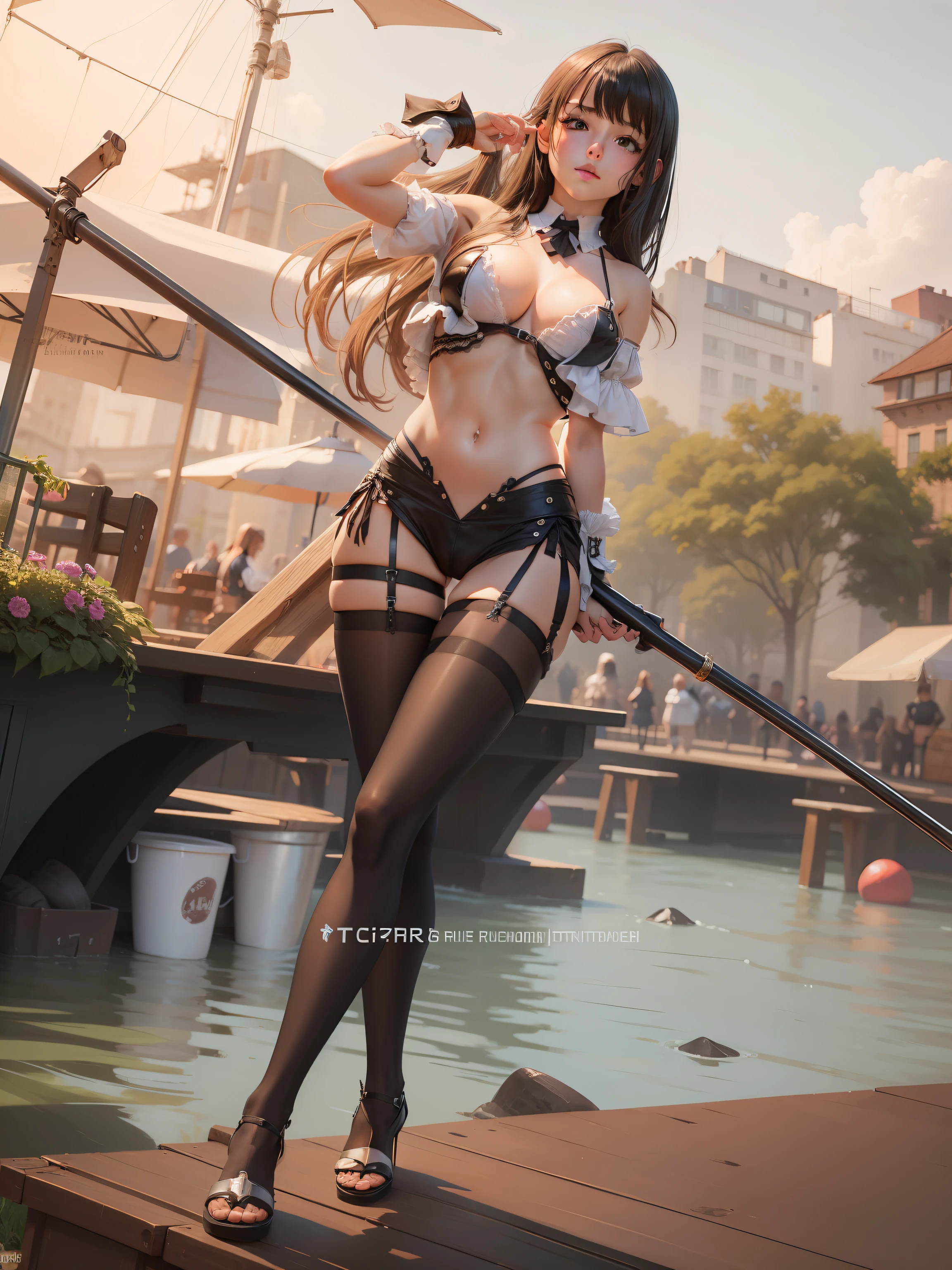 1girls, , Trikot, little slavegirl Bunny, Netzstrumpfhosen, schwarze Haare, Anime Niedlich, flush, dicker, , sexy, Titten