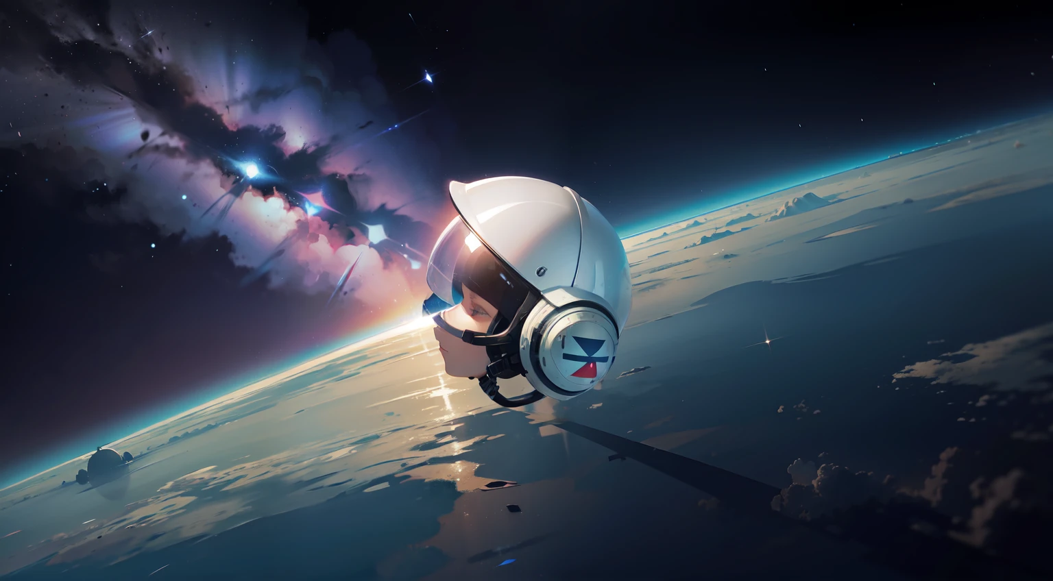 helmet of an stronaut floating in the air