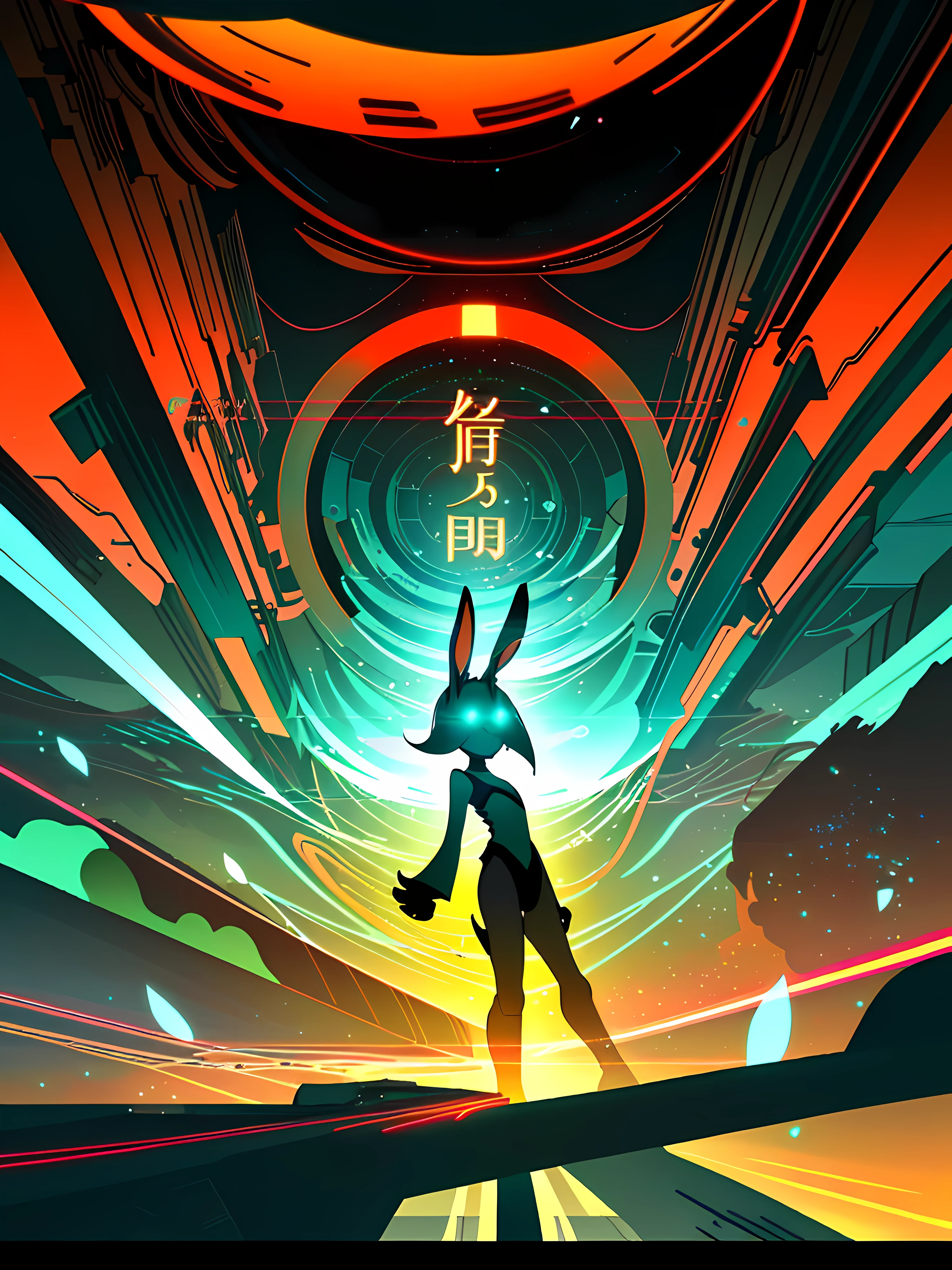 (blame! style abandoned tech landscape), (Zen, Amy Sol style), (like a tunnel that you follow to a tunnel of its own down a hollow in a cavern where the sun has never shone), (underground, dark, foggy, perilous, city magick barbelith, deeper than did ever plummet sound), (abstract anthro rabbit figure wearing bunny ears), cover art with light abstraction, abstract, simple vector art, contemporary Cybernetic art, color gradients, soft color palettes, layered forms, whimsical animation, style Ethereal abstract, 4K, --v6