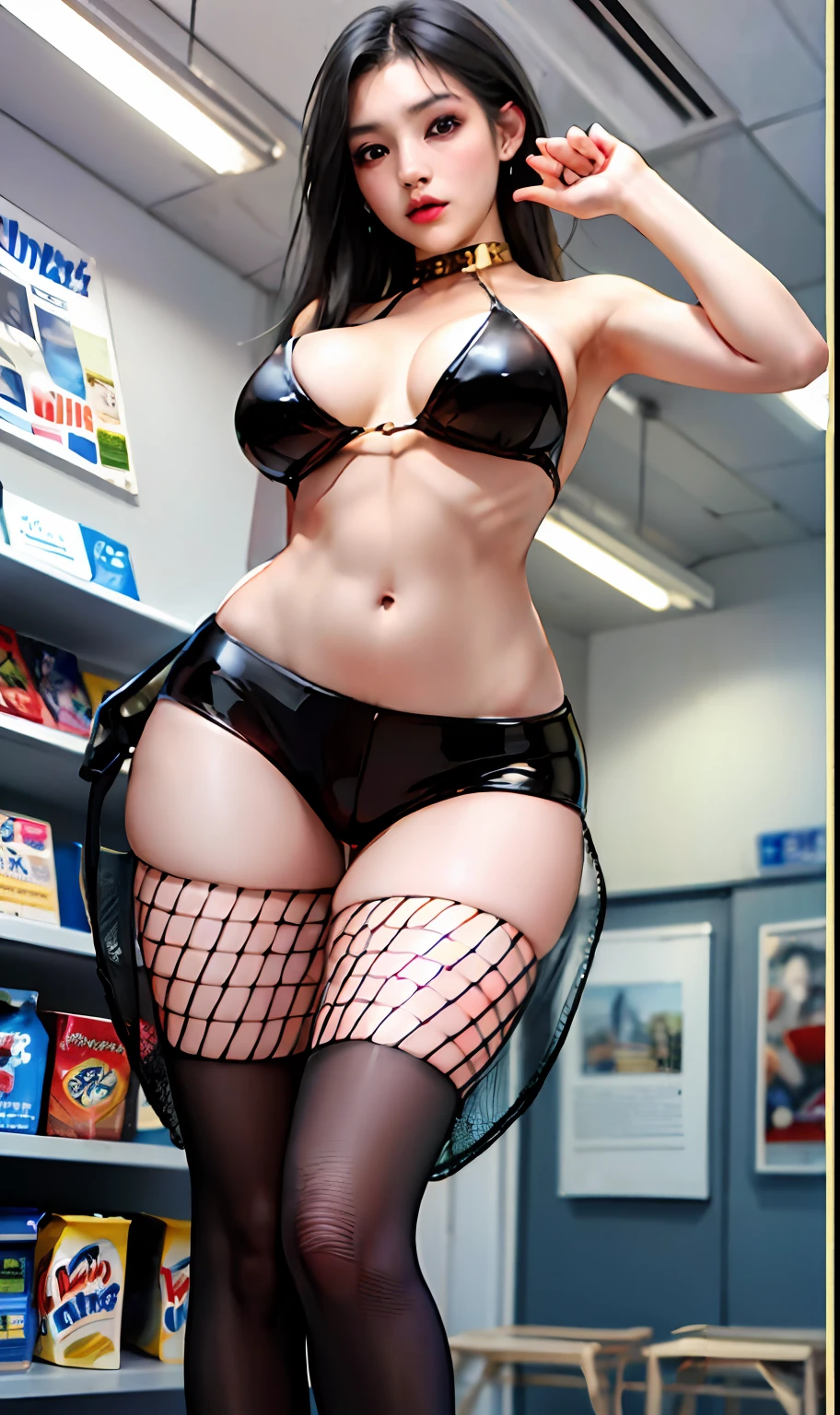 ulzzang-6500-v1.1, (raw photo:1.2), (photorealistic:1.4), In the style of 90's vintage. anime art of a model inside a convenience store. Detailed art. Fine illustration, full perfect body, flirted, sensually, skiny, double sized, hyper detailed, futuristic, artstation, full body frame, complete body, leather, fishnet, concept art, sparks, hyper realism, ultra real, watercolor, cinematic, art award, highly detailed, beautiful detailed girl, very detailed eyes and face, beautiful detailed eyes, ridiculous, incredibly ridiculous, huge file size, super detailed, high resolution, very detailed, best quality, masterpiece, illustration, very detailed, CG, unified, 8k wallpaper, amazing, fine detail, masterpiece, best quality, very detailed CG Unified 8k wallpaper, light on face, backlight, dim lighting, movie lighting, 1girl, , relaxed posture, scattered clothes on the ground, pants, skirts,