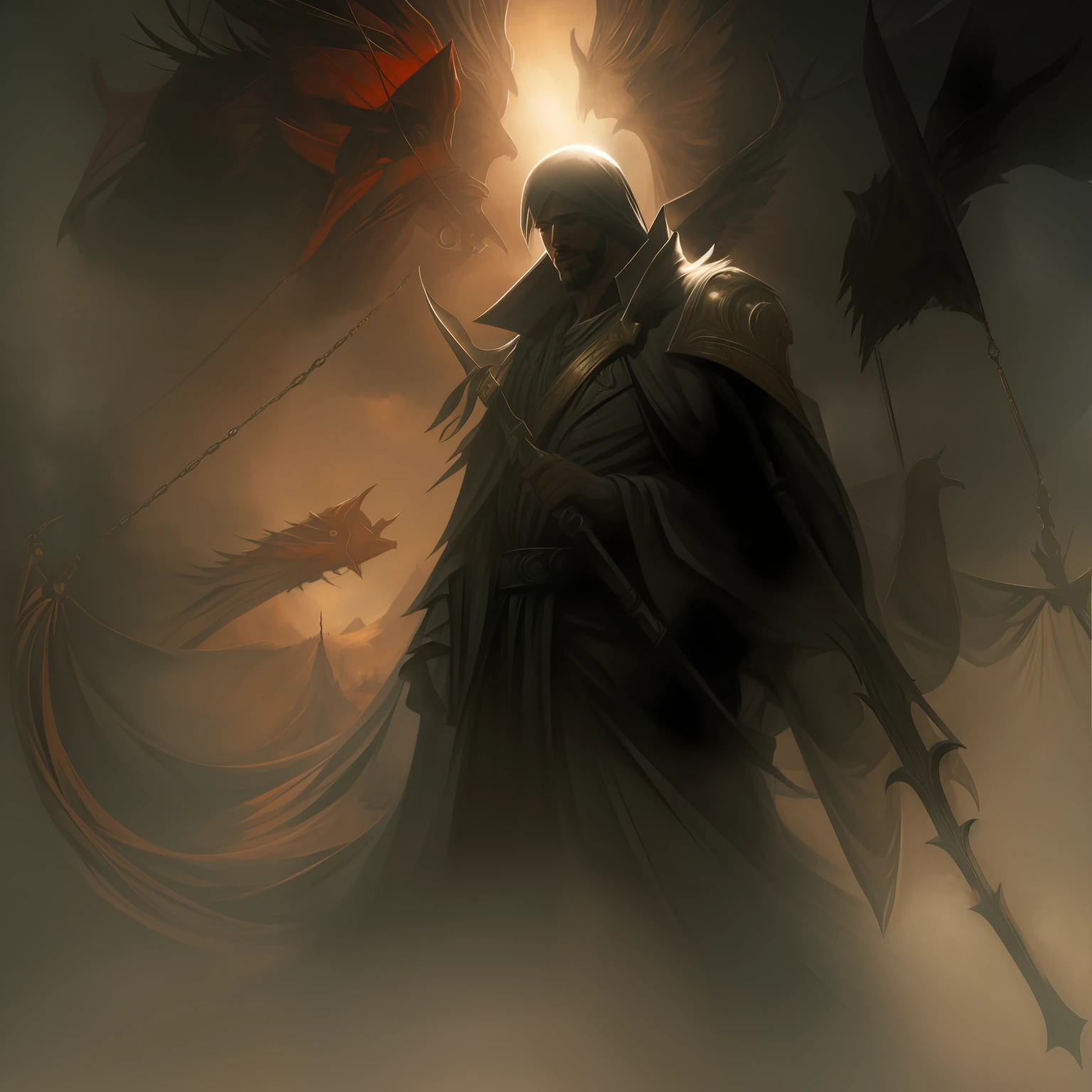 Sangre para el Dios de la Sangre! Dios de la guerra !, arte de Bastien Lecouffe-Deharme y Franz Kline, Light Volumetric, detalles finos, atmospheric, foco nítido, Filo,fondo en llamas,fondo intrincado,muchos detalles