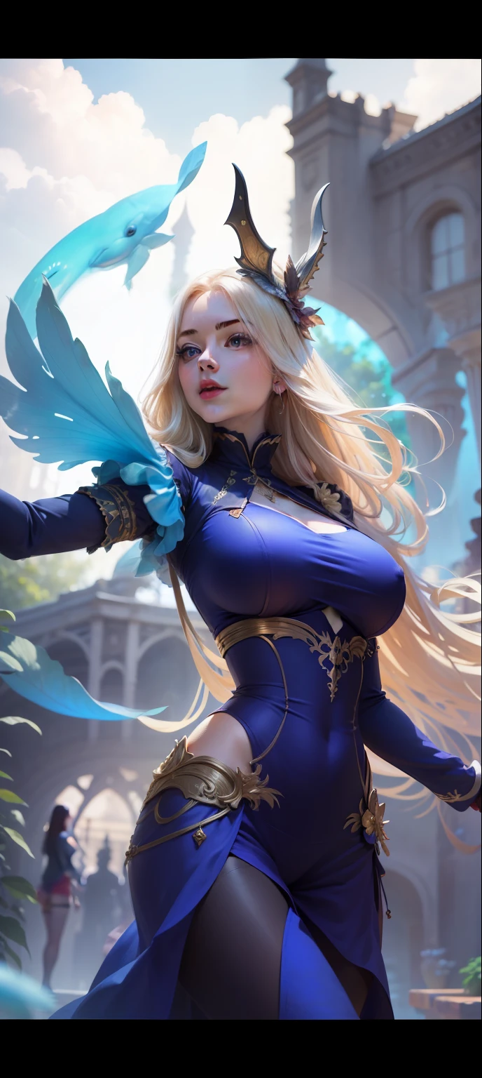 masterpiece, best quality, high resolution, fine detail, amazing and beautiful detail, different_pictures, 1 girl, solo, from below,open , sexy l, golden hair, red eyes, ( big boobs), r chest) , outdoor, plants, botanical gardens, dolphin shorts, sleeves behind