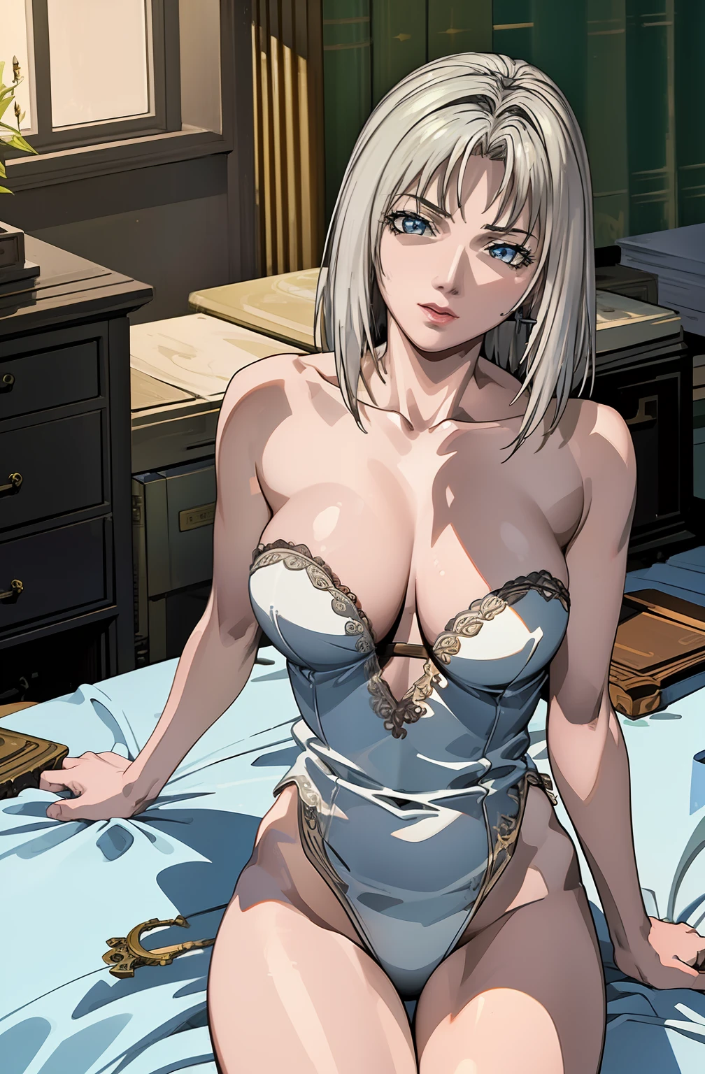 best quality, masterpiece, super high resolution, (reality:1.5), art, original photo, dynamic lighting, high resolution, sharp focus, depth of field,1girl, medium, masterpiece, best quality, super detailed, illustration, white hair and super detailed face, high quality face, upper body, fighting, bleeding, tattered clothes,