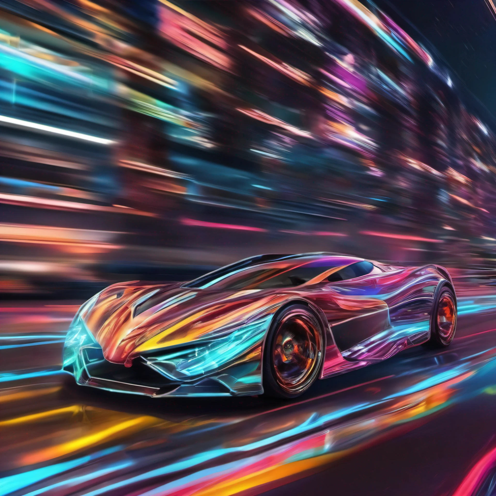 "carro esportivo, ultra detalhado, cores vibrantes, raios cinza e luzes neon extremamente brilhosos, moderno e futurista."