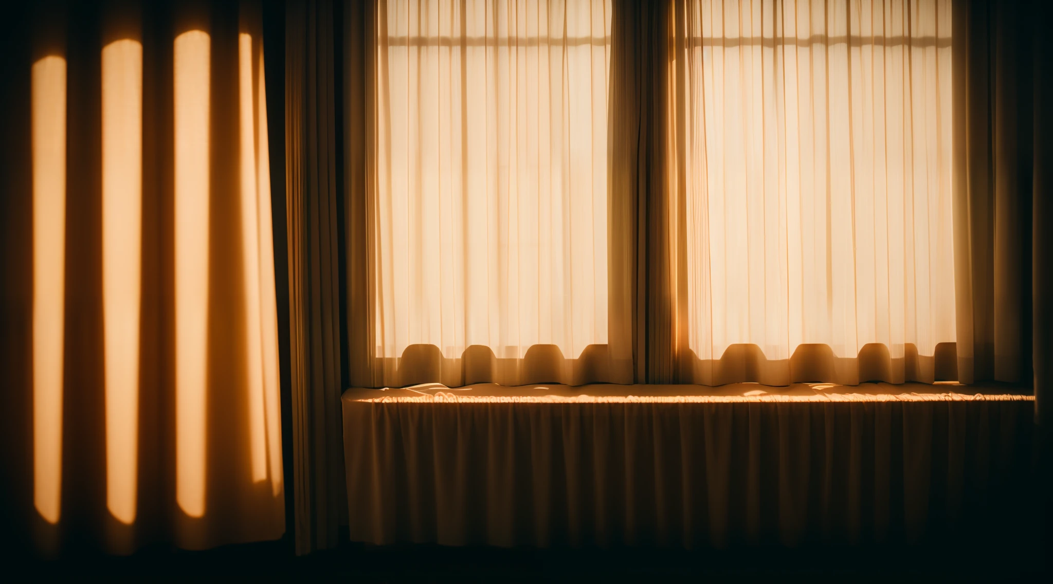 Sunlight through the gaps in the curtains, sony a7, Film grain, Cinematic lighting, Photorealistic, 32K, Soft lighting