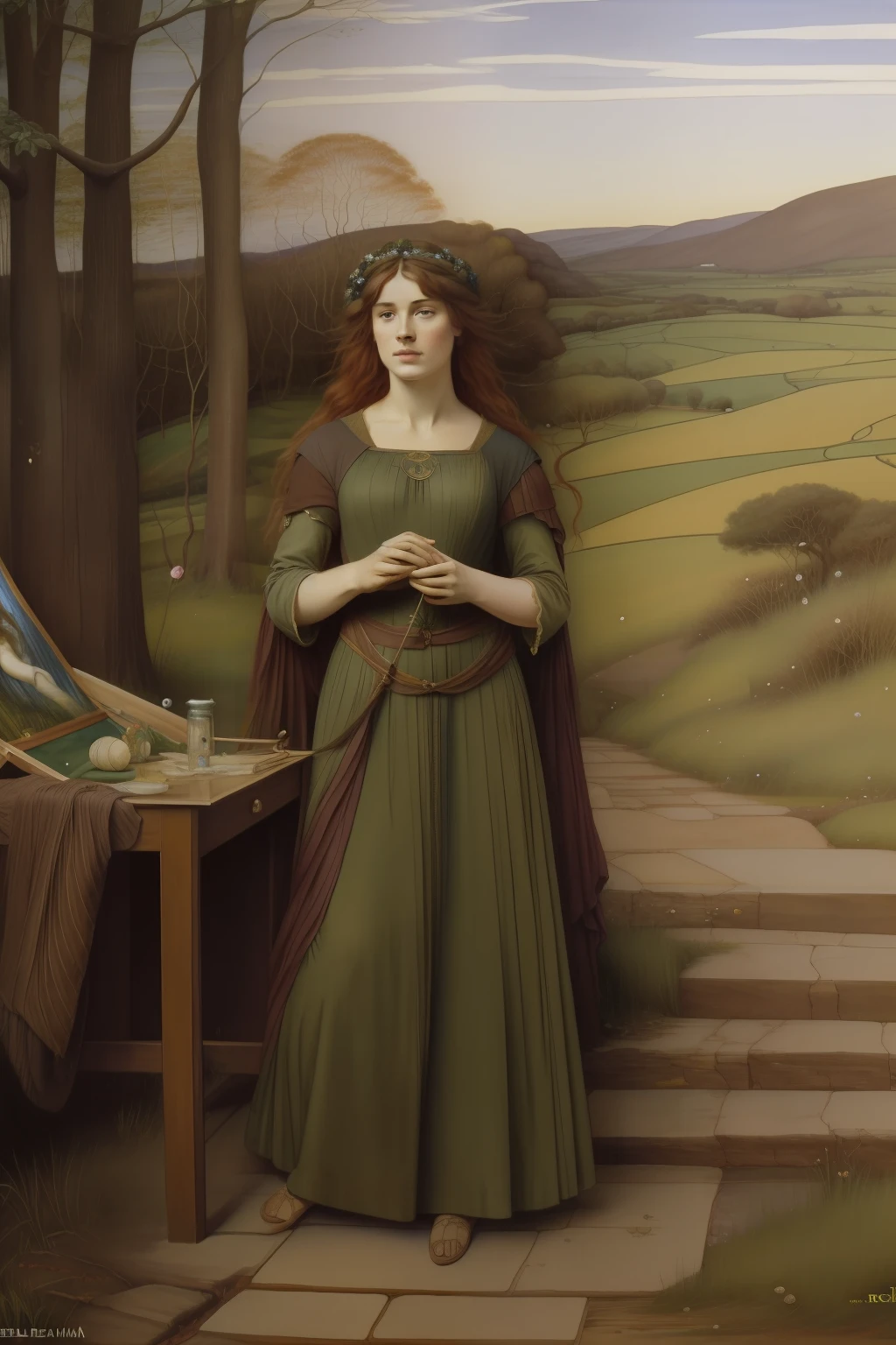 Tecelagem, tear. loom acient. (((Pre Raphaelie Painting))) confiar, tecer, tear, Rocha, mulheres loiras, Princesas, Celtic spinning, Tecelagem, tear, Trust wheel, mulheres loiras, Princesas, freixo grande, Celtic symbol