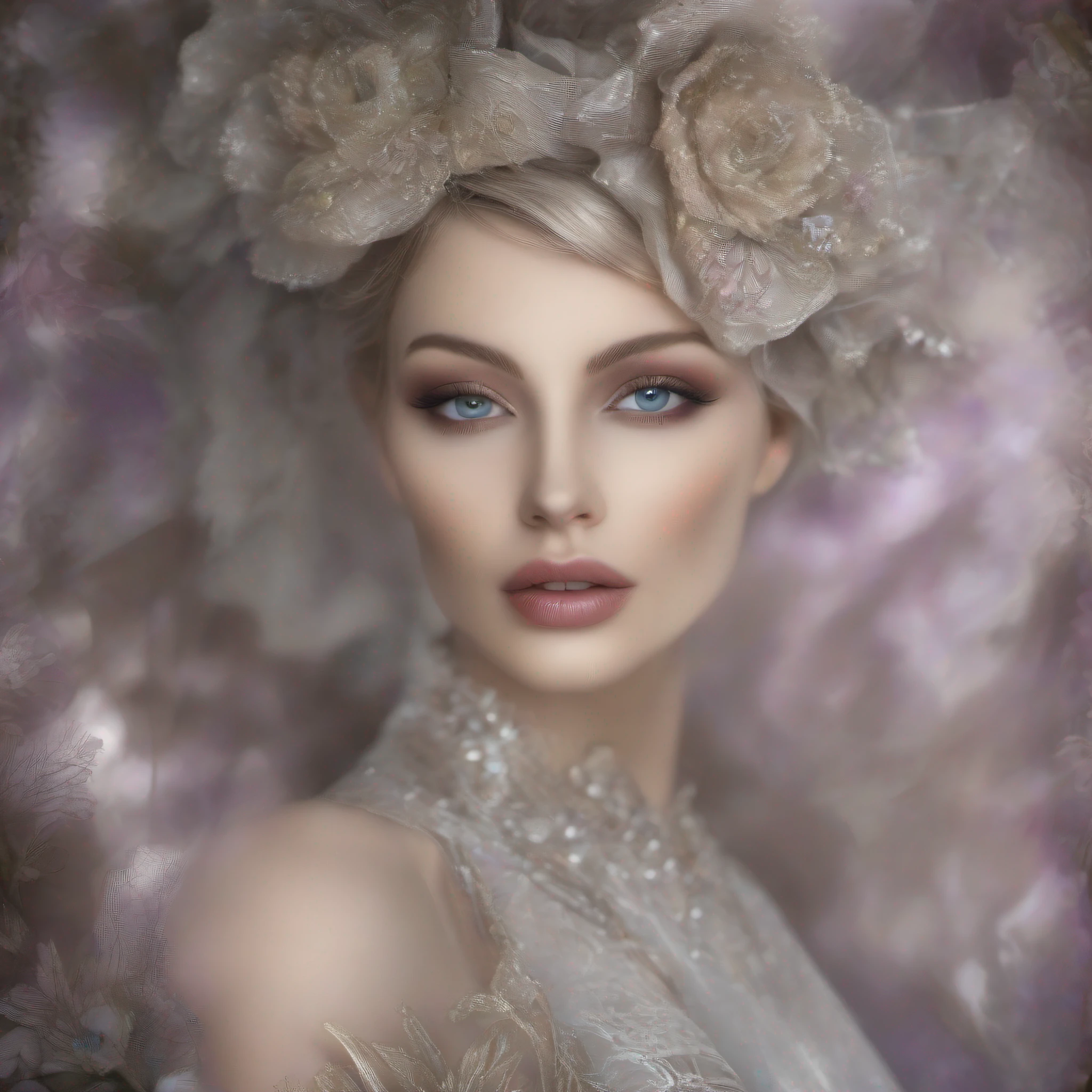 mannequin 40 ans, [[[[gros plan]]]], [[[[poitrine xl]]]], [[[[cou]]]], [[[[shoulders]]]], yeux parfaits, parfait iris, Perfect lips, dents parfaites, peau parfaite, soft front light, sliver, HDR, (muted colors : 1.2), Face centered in the frame