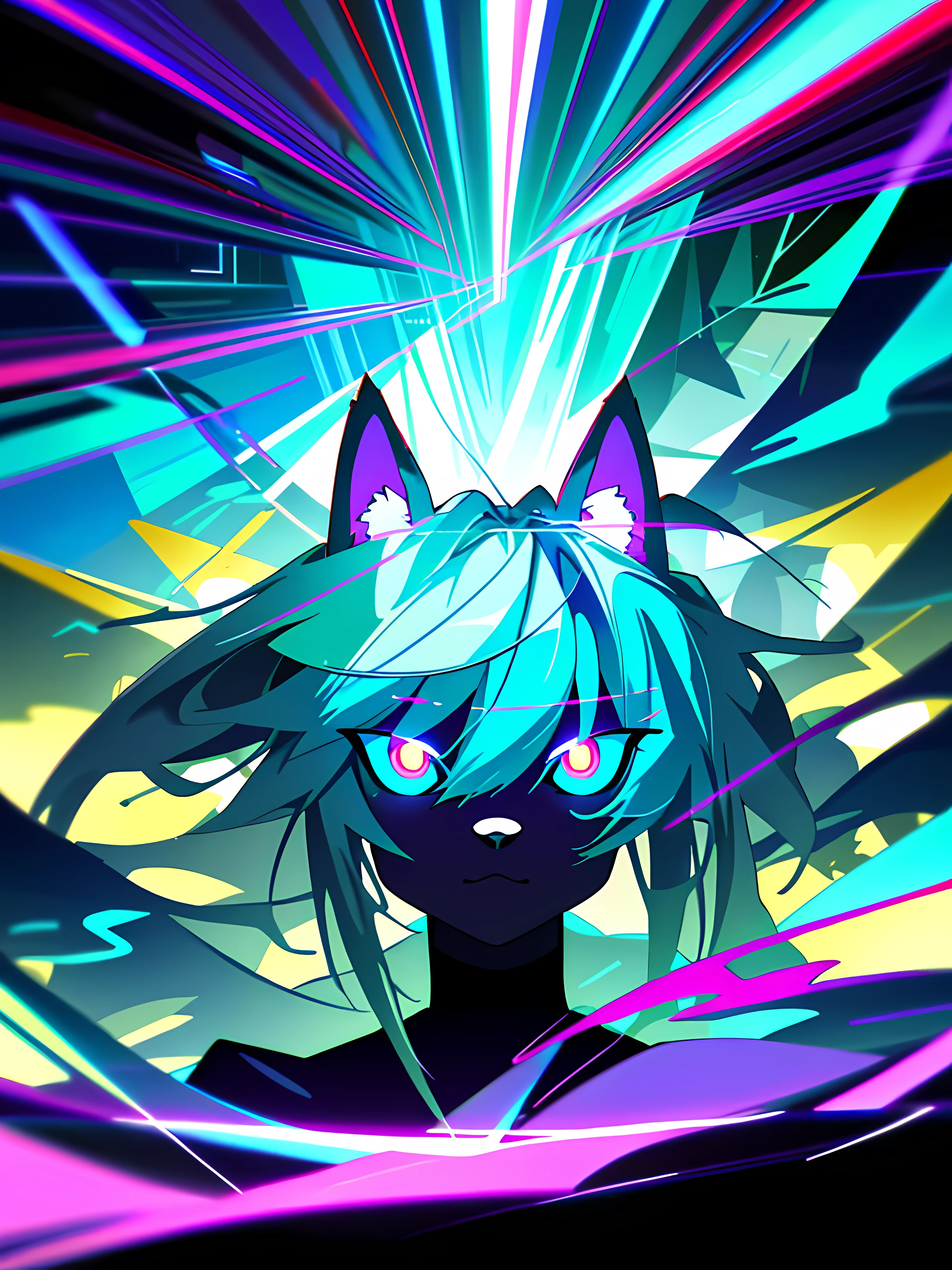 (blame! style abandoned tech landscape), (Zen, Amy Sol style), (like a tunnel that you follow to a tunnel of its own down a hollow in a cavern where the sun has never shone), abstract anthro rabbit figure wearing bunny ears, a blue anthro furry kemono rabbit, (vast decrepit scenery:1.2) blame! style, furry azure blue bunny rabbit in a purple shirt with a black background, blue anthropomorphic bunny rabbit, with glowing eyes, anthro portrait, head-on portrait, nightmarish illustration, glowing eyes everywhere, intense eye contact, hybrid human / anthro, electrixbunny, rabbit anthro portrait, ((portrait)), bunnypunk, weirdcore voidpunk fursona, wearing bunny ears, cover art with light abstraction, abstract, simple vector art, contemporary Cybernetic art, color gradients, soft color palettes, layered forms, whimsical animation, style Ethereal abstract, 4K, --v6