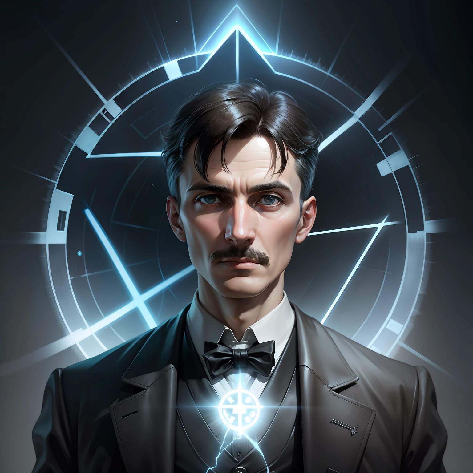 nikola tesla with rays