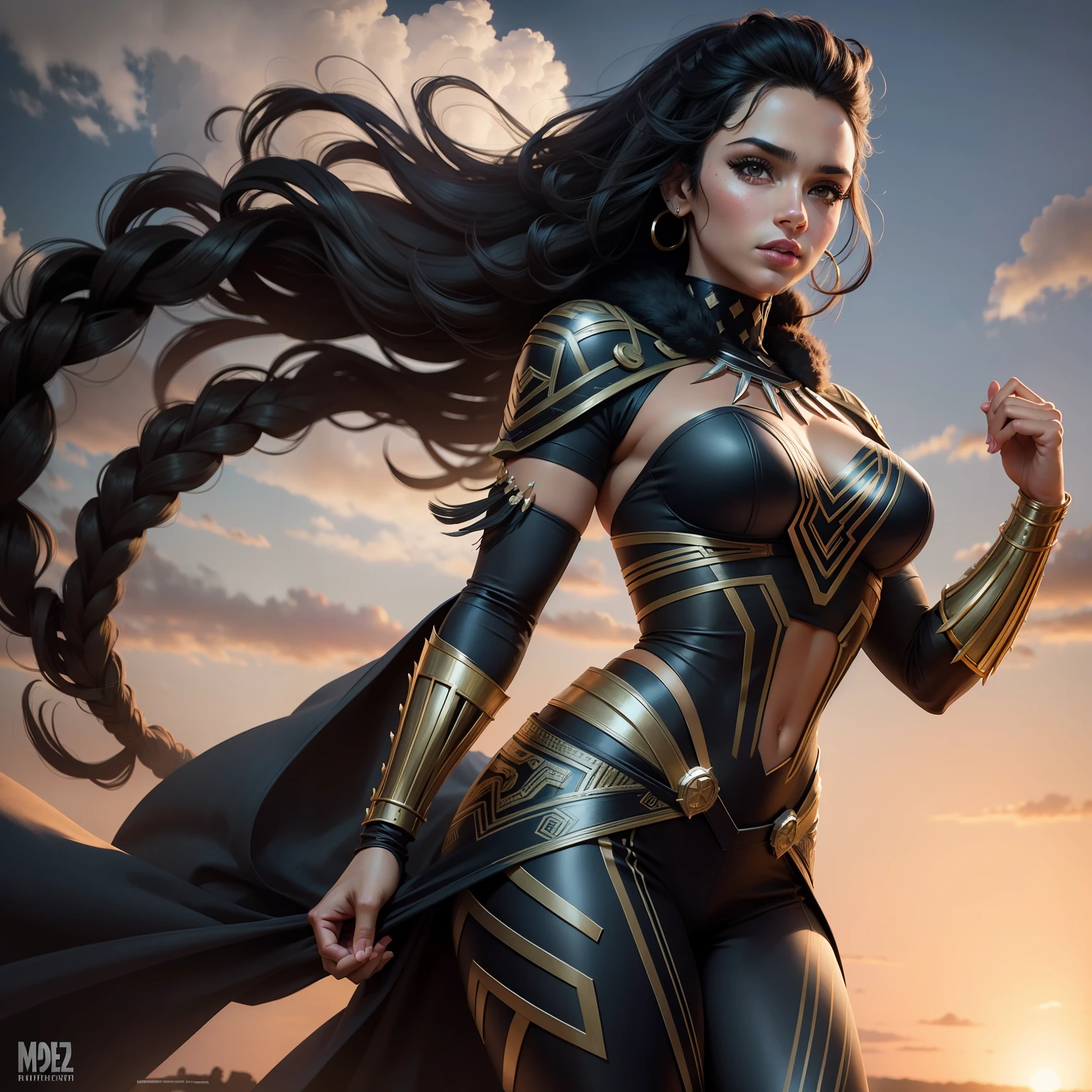 Beautiful Hispanic woman defined detailed body using black panther, cosplay, marvel, mcu