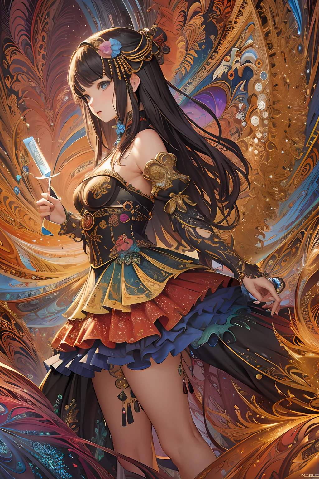 (masterpiece, top quality, best quality, official art, beautiful and aesthetic:1.2), (1girl), extreme detailed,(fractal art:1.3),colorful,highest detailed