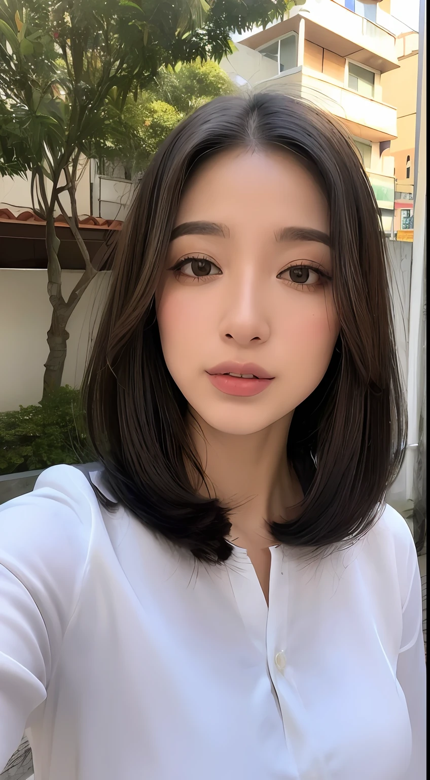 ((Melhor qualidade, 8k, Obra-prima :1.3)), foco nítido :1.2, Uma mulher bonita com figura perfeita :1.4, Abdominais esguios :1.2, ((Cabelo castanho escuro, seios gigantescos :1.4)), (wearing white button-down shirt, Jean :1.1), Rua da cidade:1.2, Textura altamente detalhada do rosto e da pele, Olhos detalhados, Double eyelidm, naked;