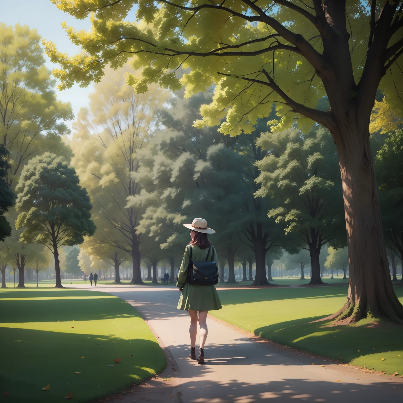 1 hat in a green park