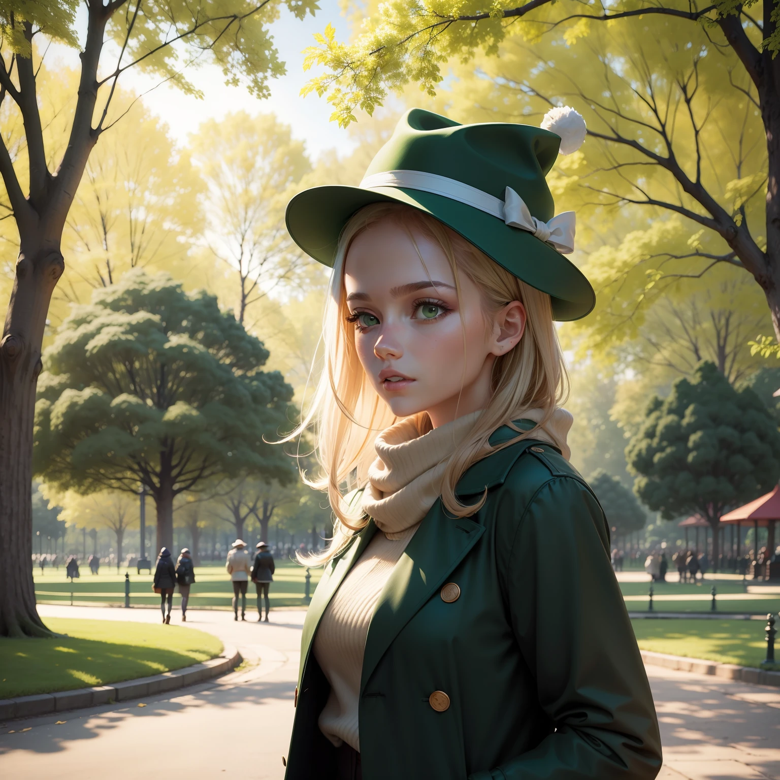1 hat in a green park