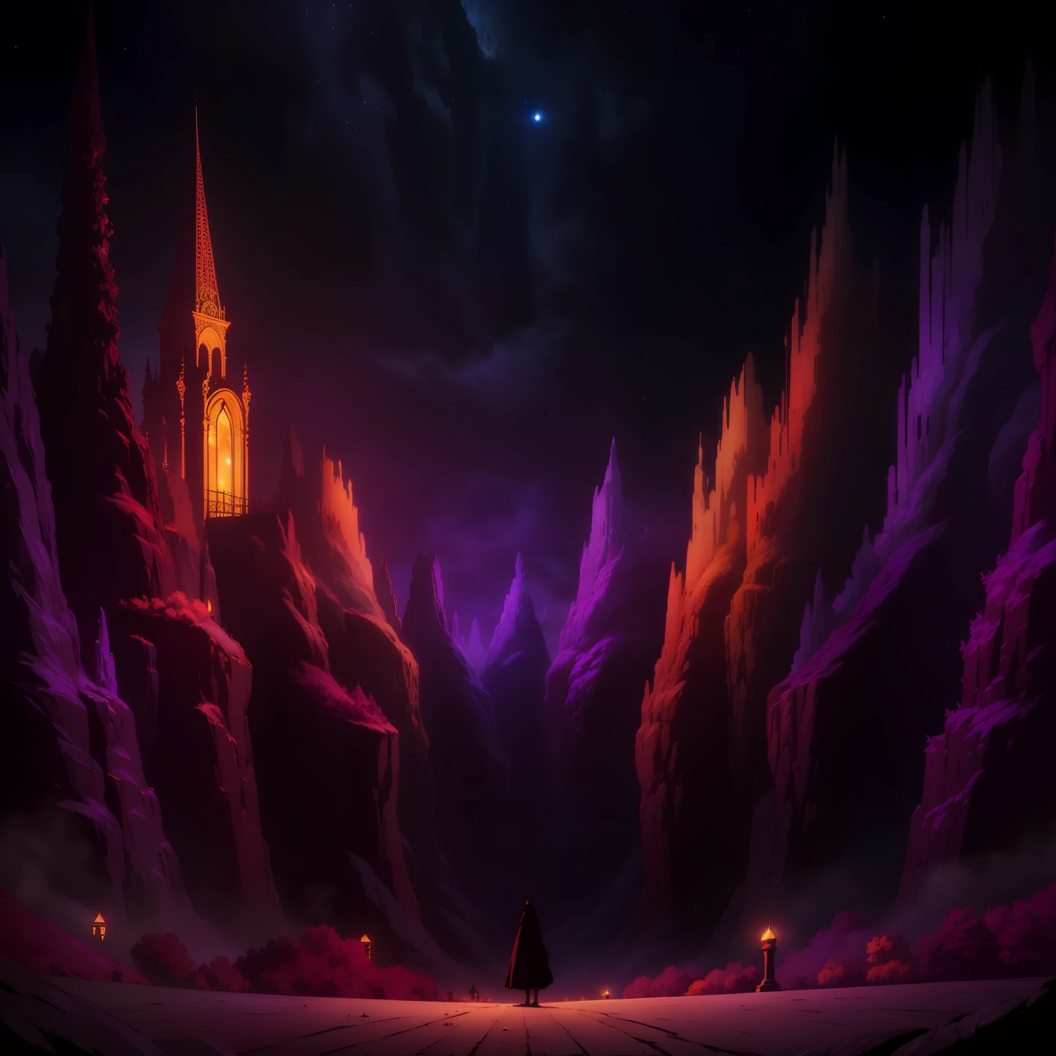 (Dark tones of the night:1.2+fanciful+mystical ambiance:1.1)