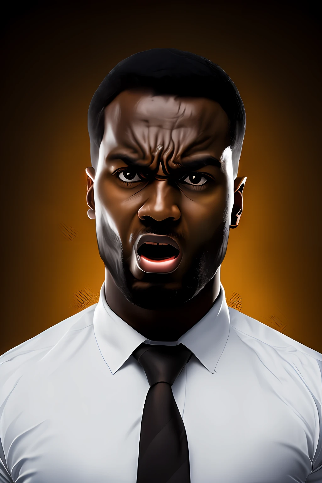 portrait, brown-skinned man, angry expression, computer screen lighting, anger,