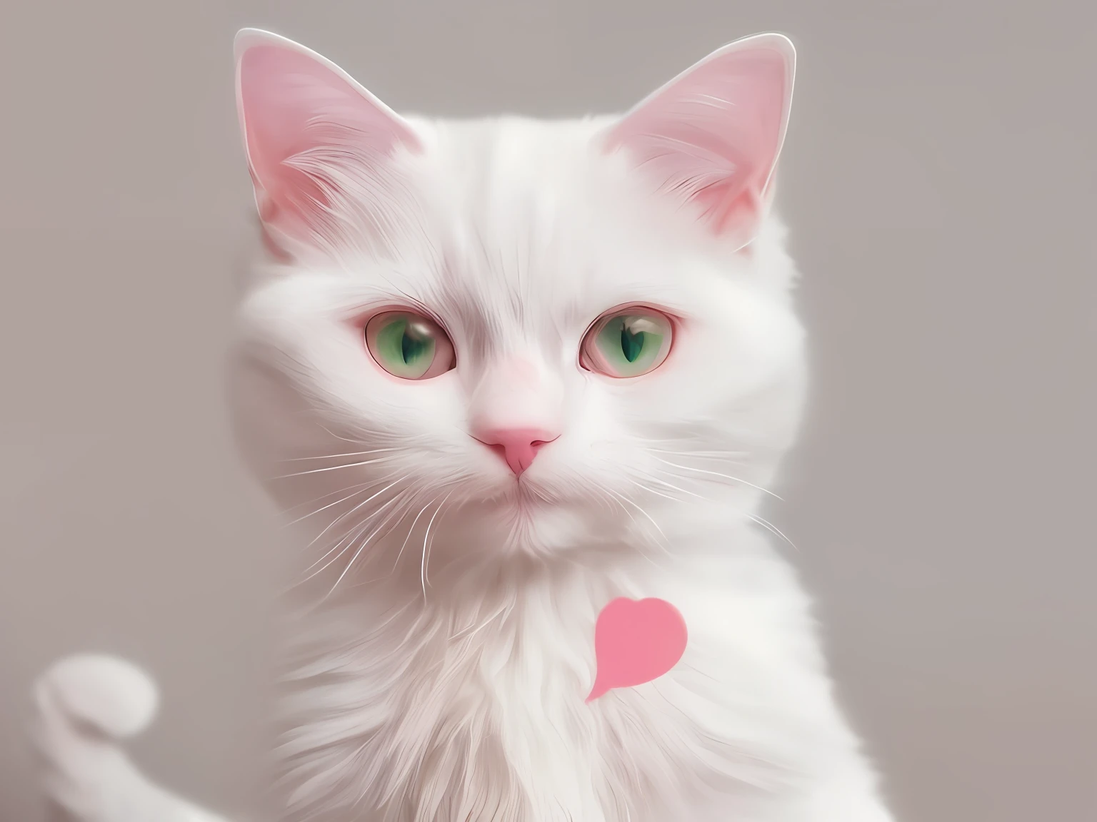 White-furred cat with pink heart-shaped spots