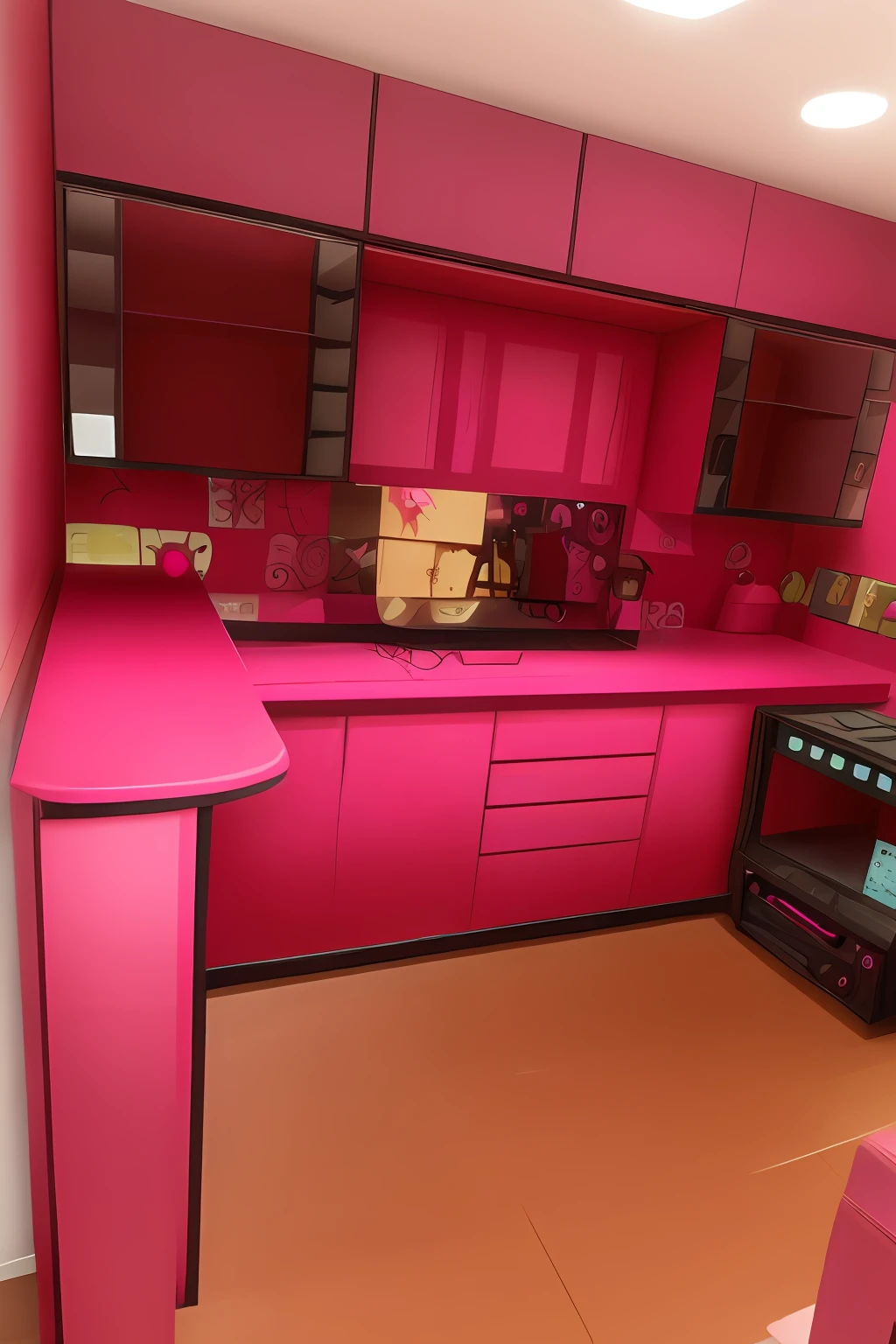 Mueble totalmente color rosado