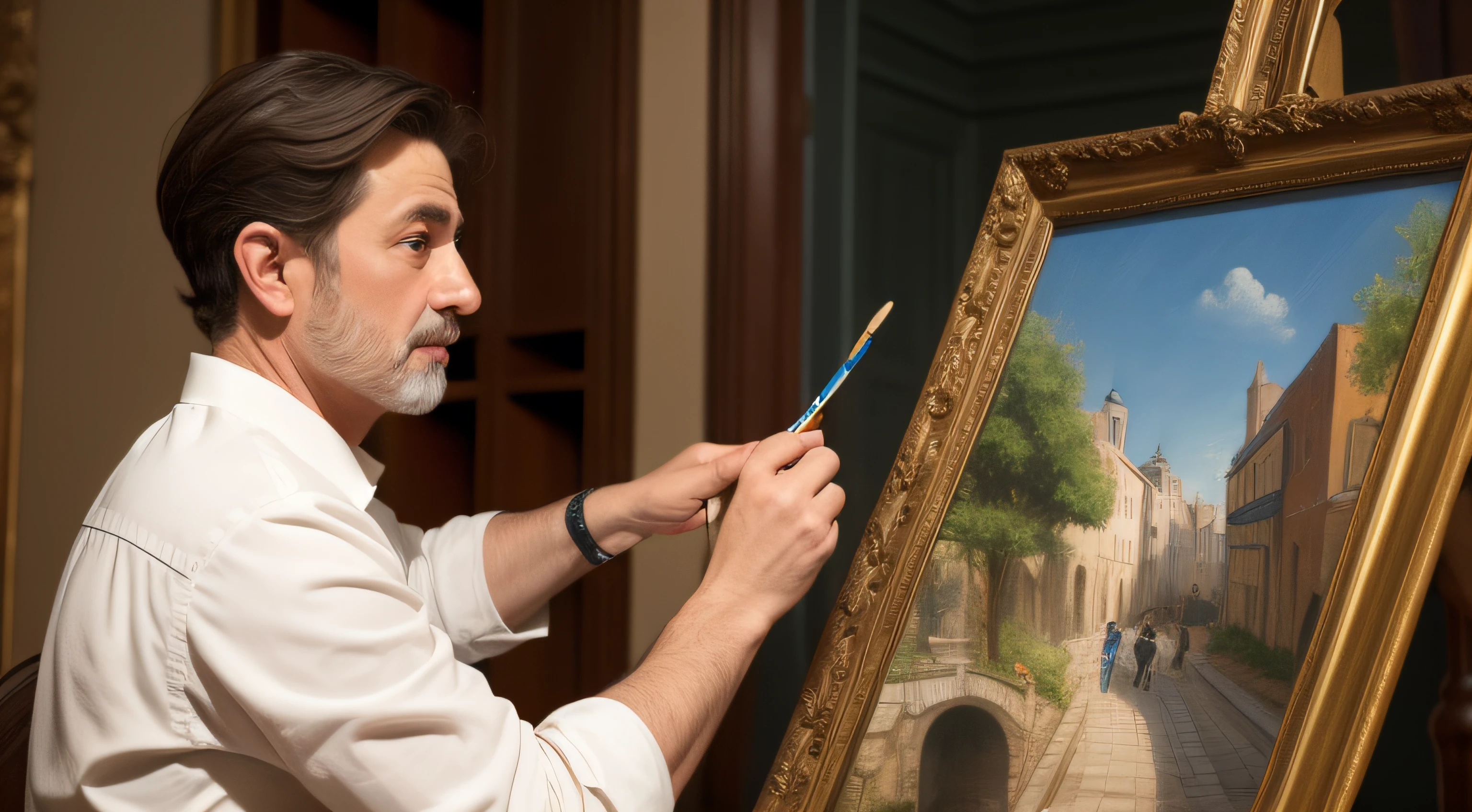 Jewish male painter painting a picture