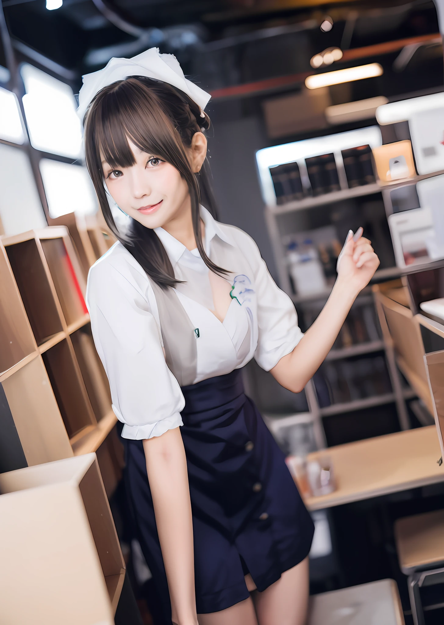 Japan Beauty Semi-long neat college girl cafes