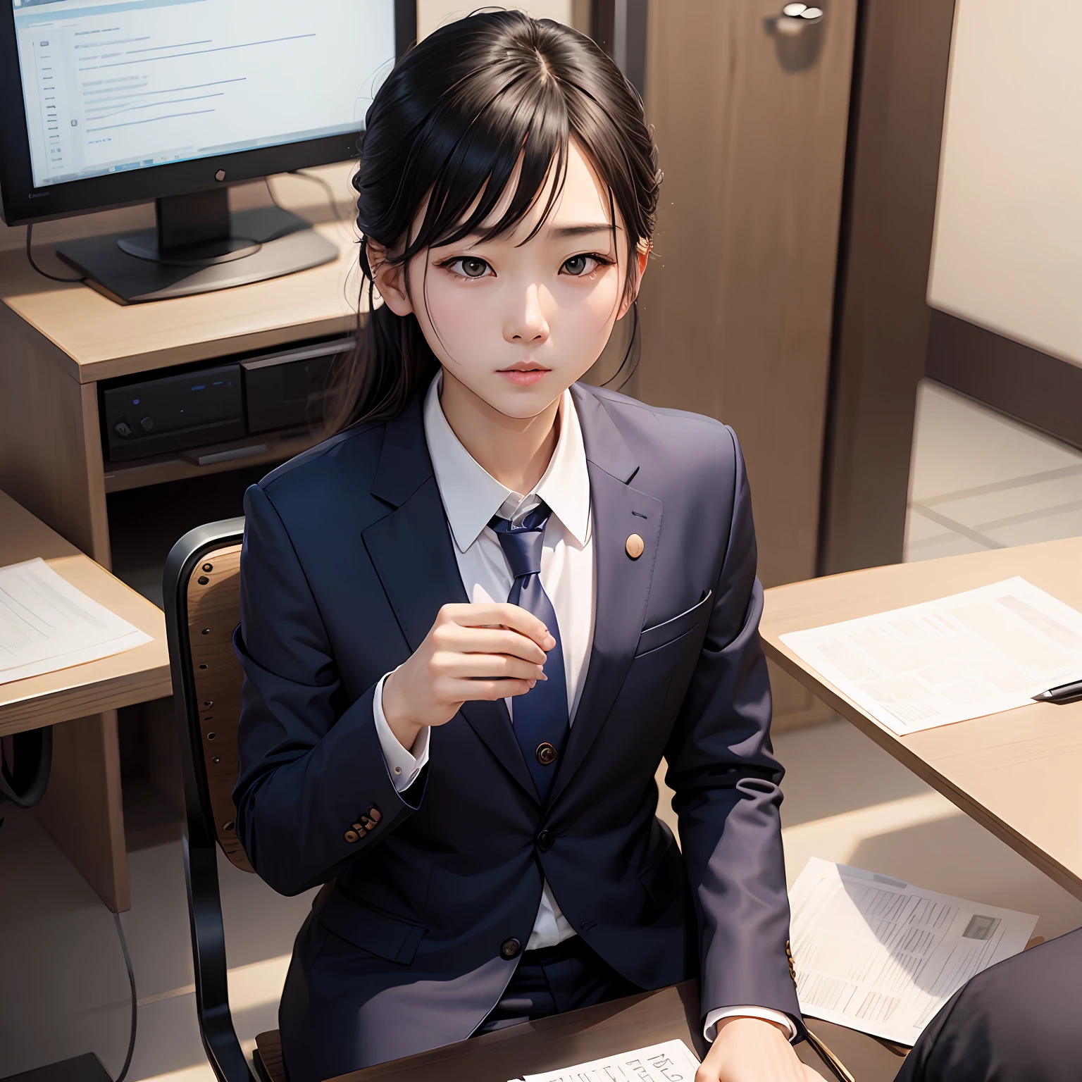 Answer questions in interviews、Wearing a suit、One-on-one、Job hunting --auto