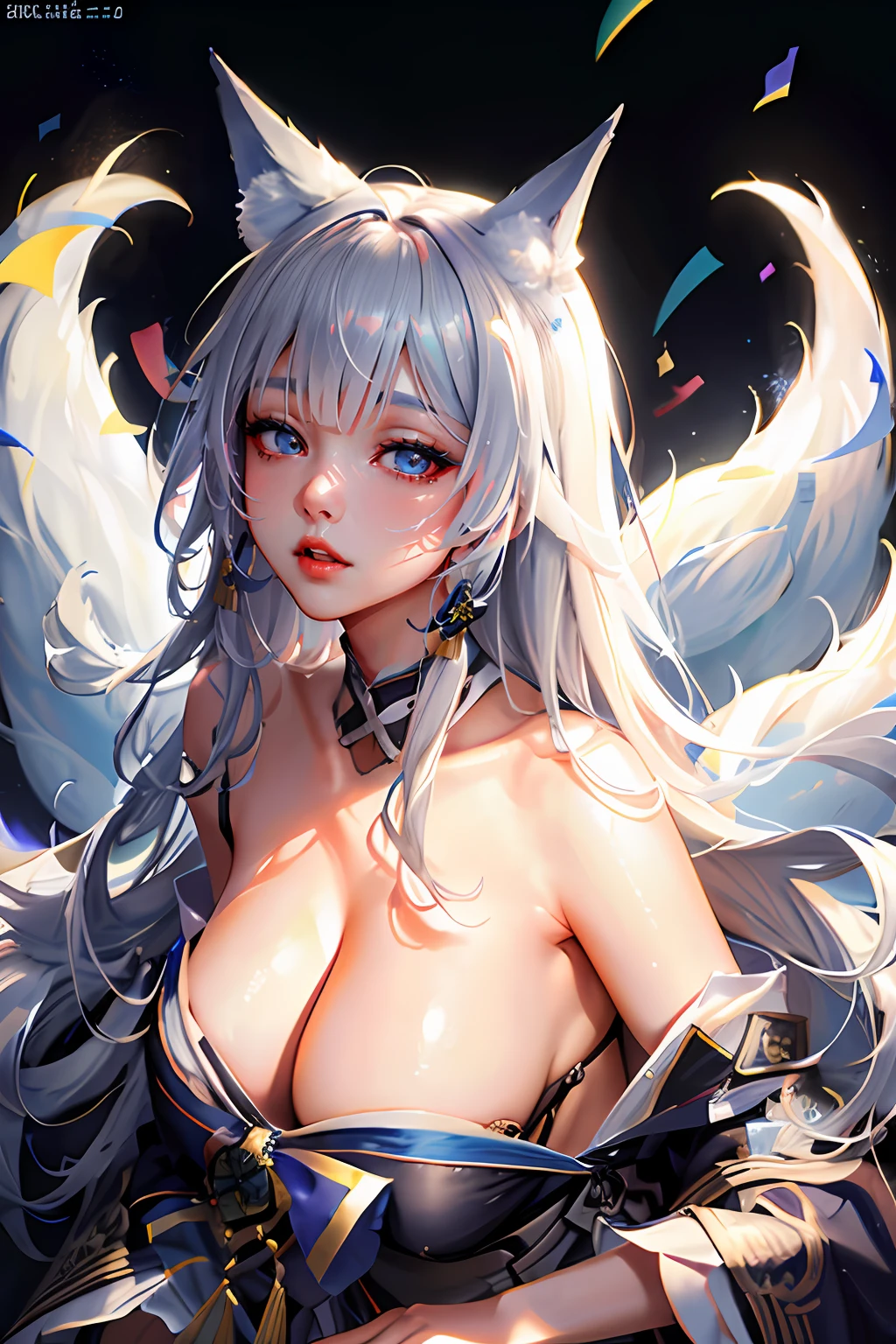 NSFW, erection(( 1girl, Silver hair, Shinano \(azur lane\), Blue Hakama, ahegao, , , woman's , Fox ears, 7 tails, //
)), ....CGI, ((hiquality:1.2, Masterpiece:1.2)), absurdress, High Resolution, (8K resolution), 8K, 8kres, Truth 8K, High Details, detailed and intricate, intricate details, high intricate details, absurd amount of details, super resolution, Ultra HD, megapixel, ((upper-body:1.2)), Portrait,