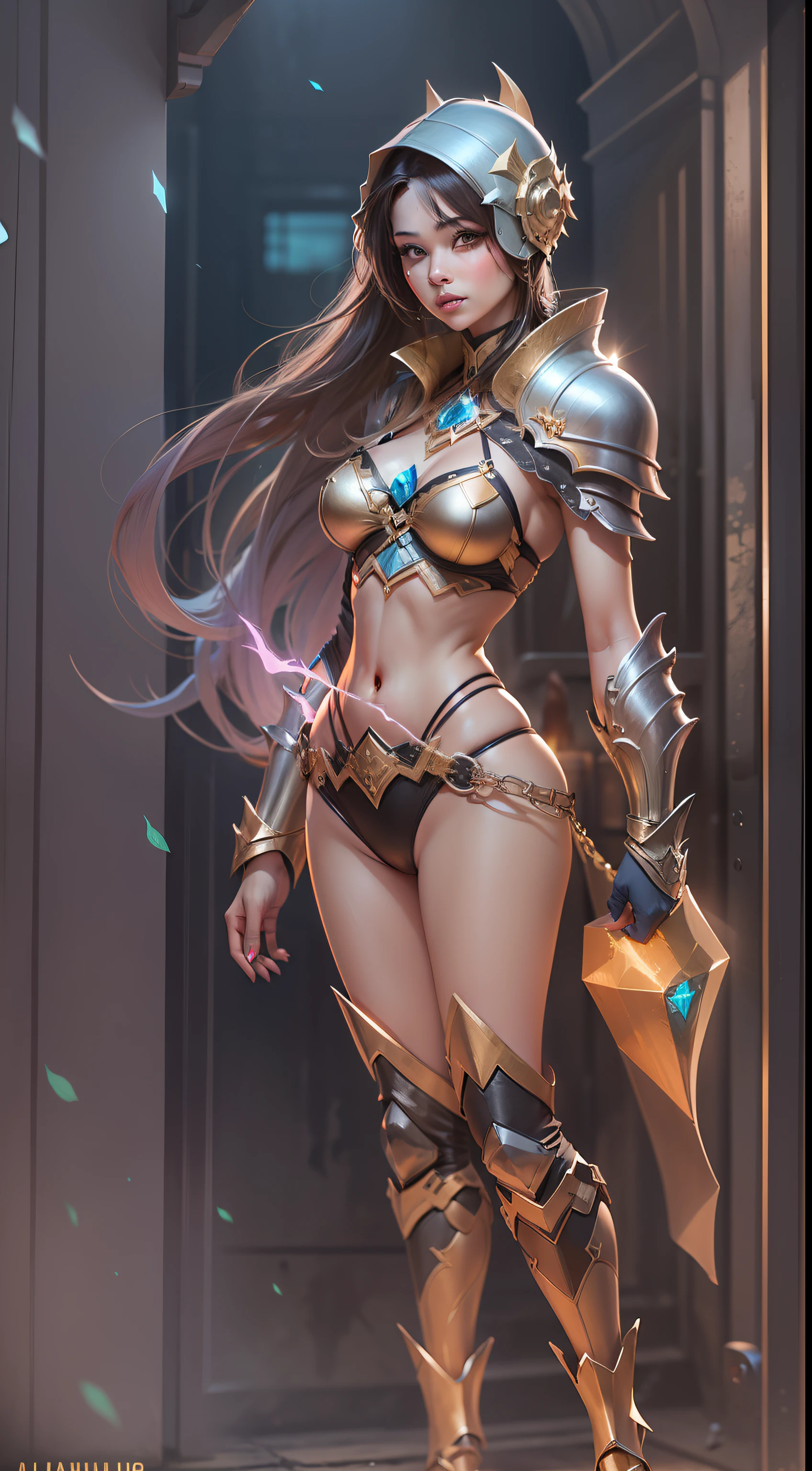 Hot Sexy girl wear Mining Bikini Armor With Diamond Aura Full Body