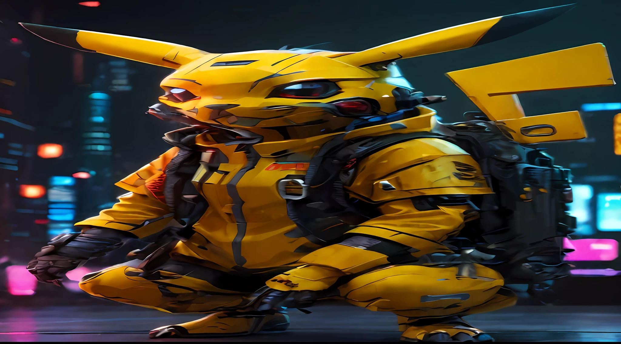 a close up of a person in a red costume with a backpack, red  cyberpunk pikachu, wojtek fus, cyberpunk cat, red cyberpunk bee, trending on artstation.', hyper-realistic cyberpunk style, cyberpunk suit, cgsociety cyberpunk, an anthropomorphic cyberpunk fox, trending on artstation hq, [ trending on cgsociety ]!!, trending on cgsociety