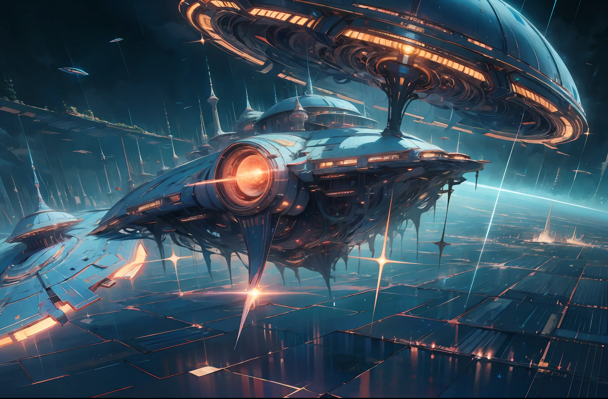 Alien mothership eradicating a populated alien city with an orbital laser --auto --s2
