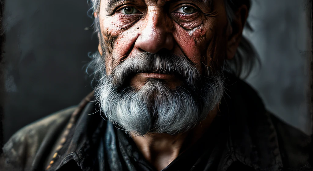 A portrait of poor russian 1800 old worker in rags, ((overwhelming fatigue )), wrinkles of age, concept art, oil pastel painting , moody gray colors , gritty, messy stylestyle of Alexey Savrasov, Ivan Shishkin, Ilya Repin, (cel shaded:1.2), 2d, (oil painting:1.2) highly detailed