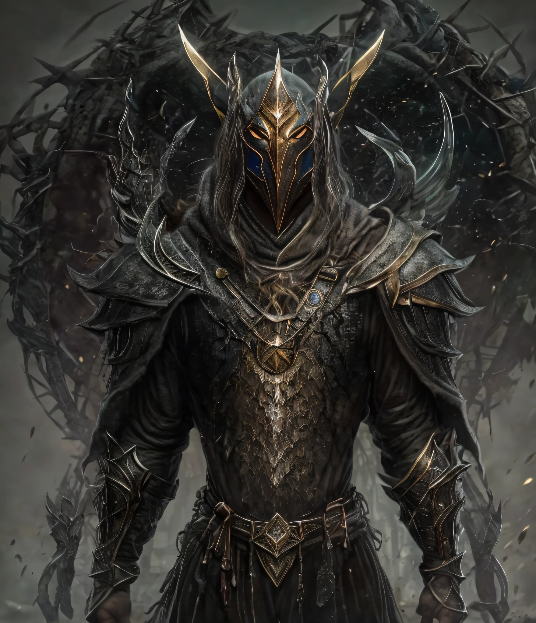 Sauron con su armadura, anime de una pieza, hombre, aretes, cara, cabello verde, jewely, enfoque masculino, aire libre, cabello corto, symmetrical body, retrato, cinematography lighting, alto contraste, Art Station, arte conceptual del personaje, 8k, fondo simple, cicatriz sobre un ojo