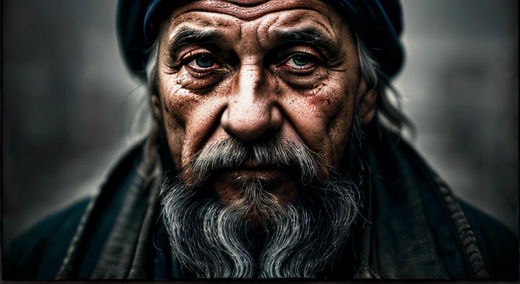 A portrait of poor russian 1800 old worker in rags, ((overwhelming fatigue )), wrinkles of age, concept art, oil pastel painting , moody gray colors , gritty, messy stylestyle of Alexey Savrasov, Ivan Shishkin, Ilya Repin, (cel shaded:1.2), 2d, (oil painting:1.2) highly detailed