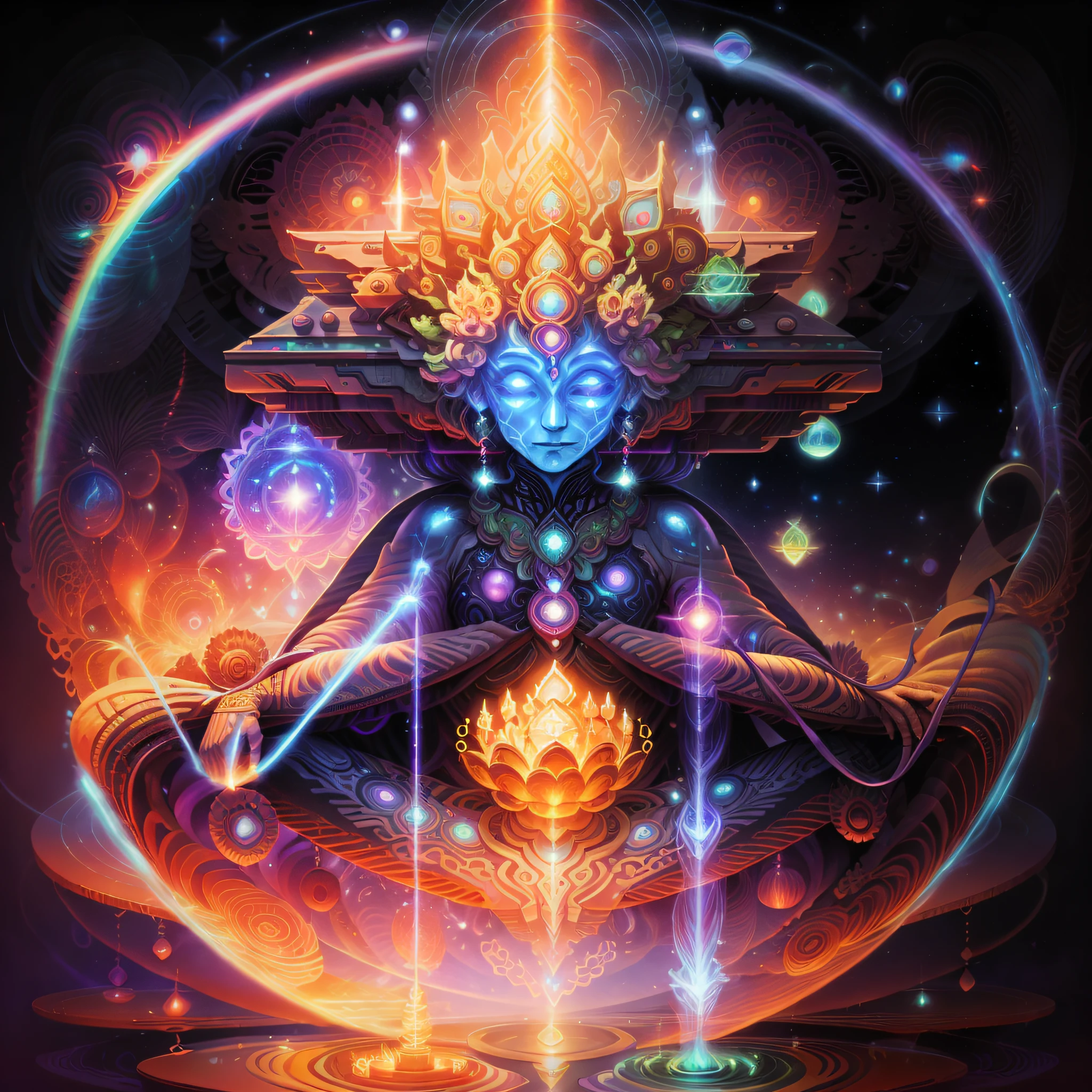 Quantum Universe, Transmutation of Energies, Infinite, Quantum Infinity in the Background, Lotus, Transcendental Meditation, Seven Cosmic Rays of the Rainbow