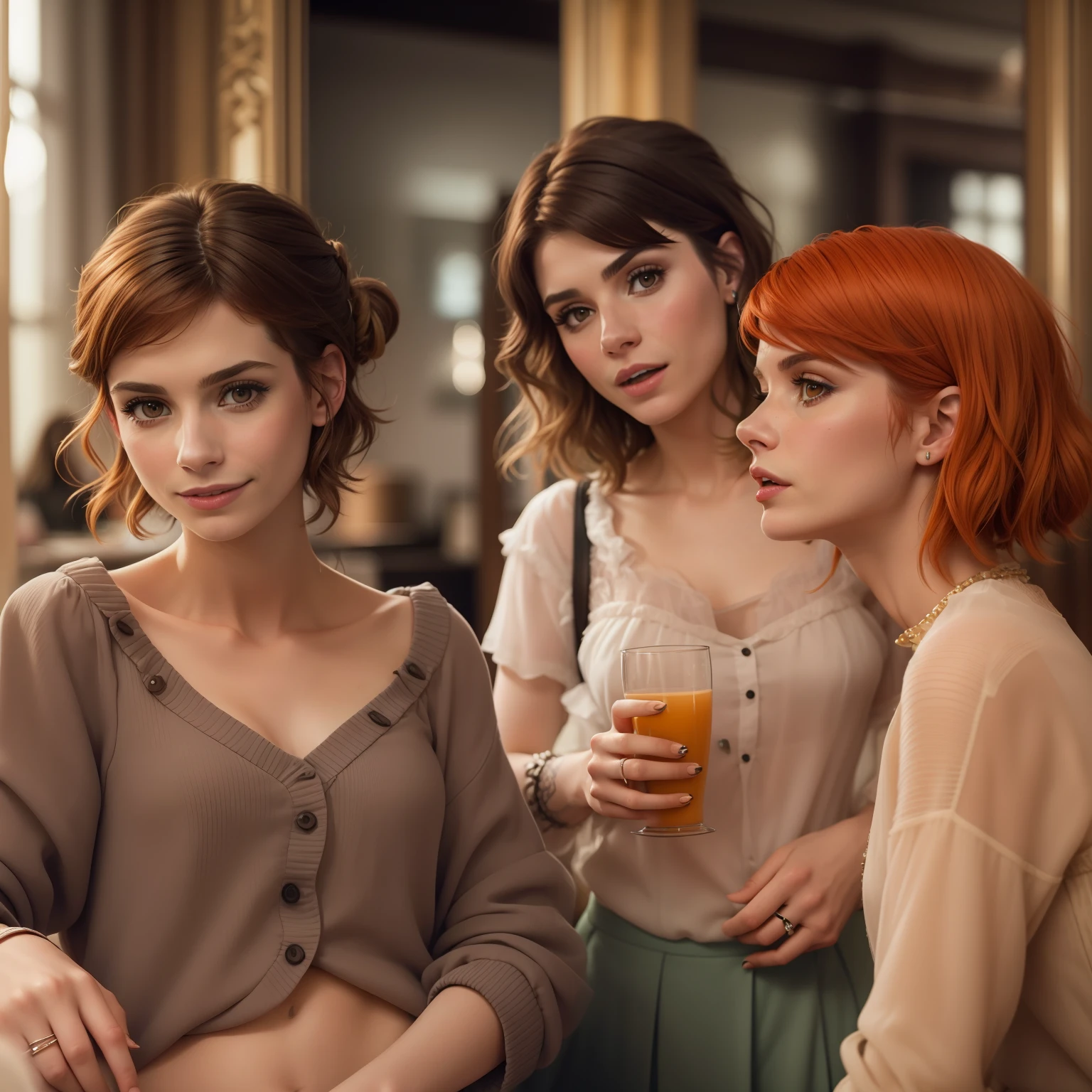 Ein Foto von drei Frauen, Emma Roberts, Audrey Tautou, Hayley Williams