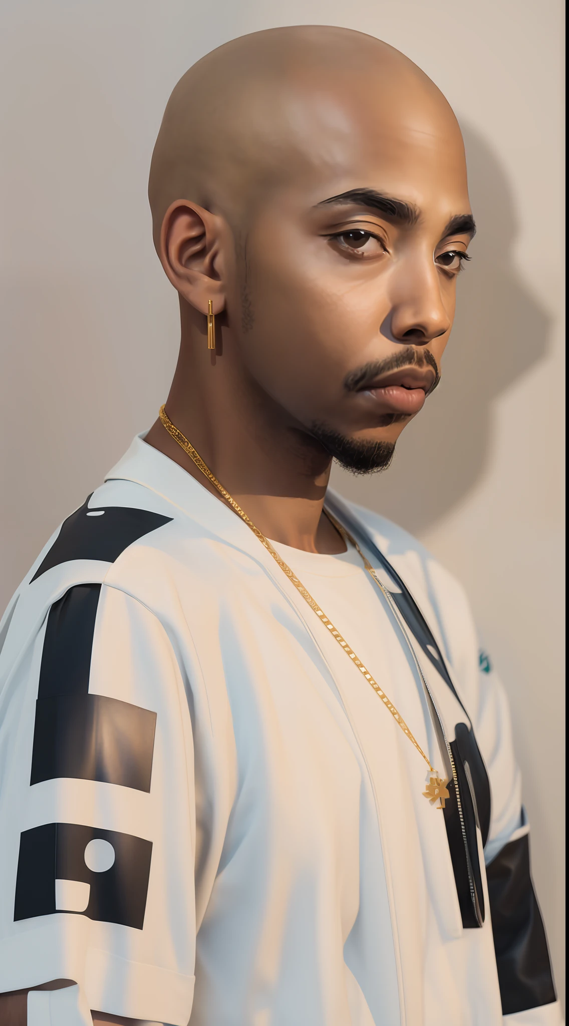 1rapper with Bald hair, modern all-white clothing with black stripes(H R Gigger), fog, detailed and realistic image, amazing composition with vintage scenery with abstract shapes, abstract minimalist background with tentacles, melt, drip, yoshitomo nara:1.5, wes anderson:1.3, new casualism, retro, minimalism,BiopunkAI