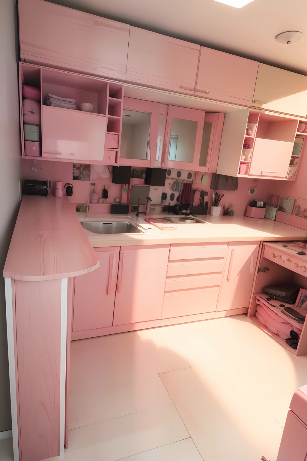 ((Mueble totalmente color rosado))