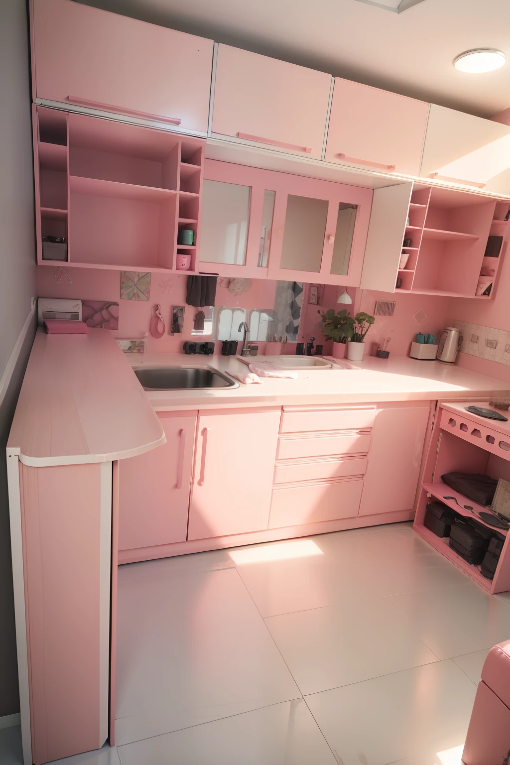 ((Mueble totalmente color rosado))